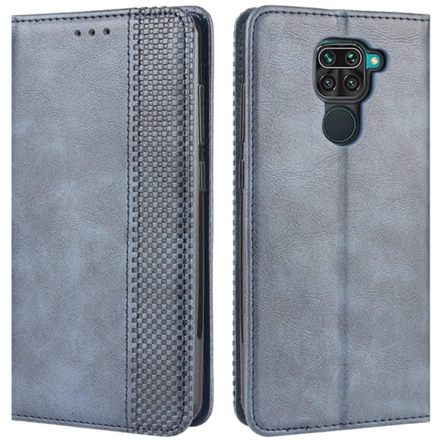 Xiaomi Redmi Note 9 Phone Case - Retro PU Leather Shockproof Wallet Flip Cover with Card Slots & Magnetic Closure | Perfect for Daily Use, Travel & Business (Blue)