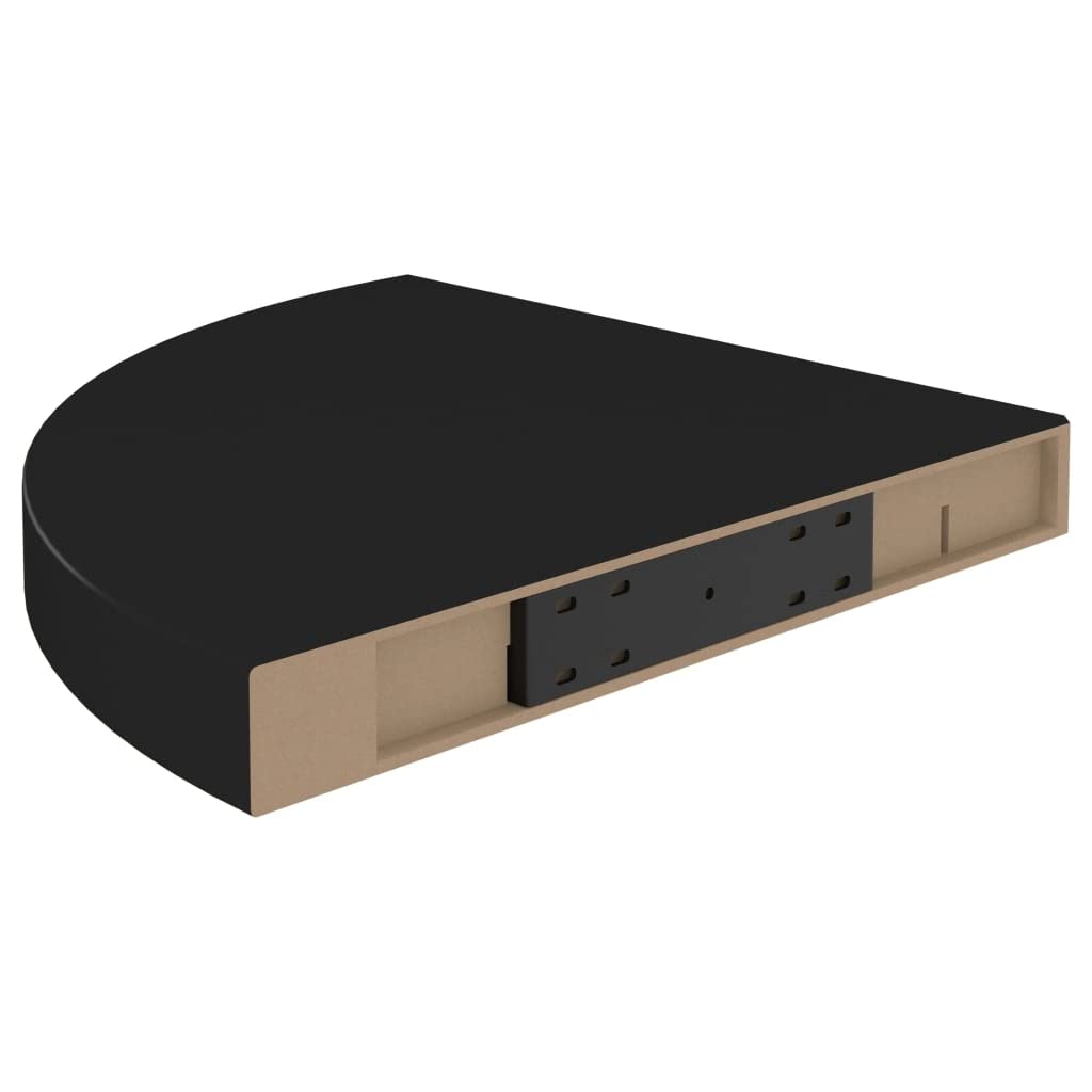 Modern Floating Corner Shelves Set of 4 - Black MDF Wall Mounted Storage for Living Room, Bedroom, Bathroom & Porch - 13.8