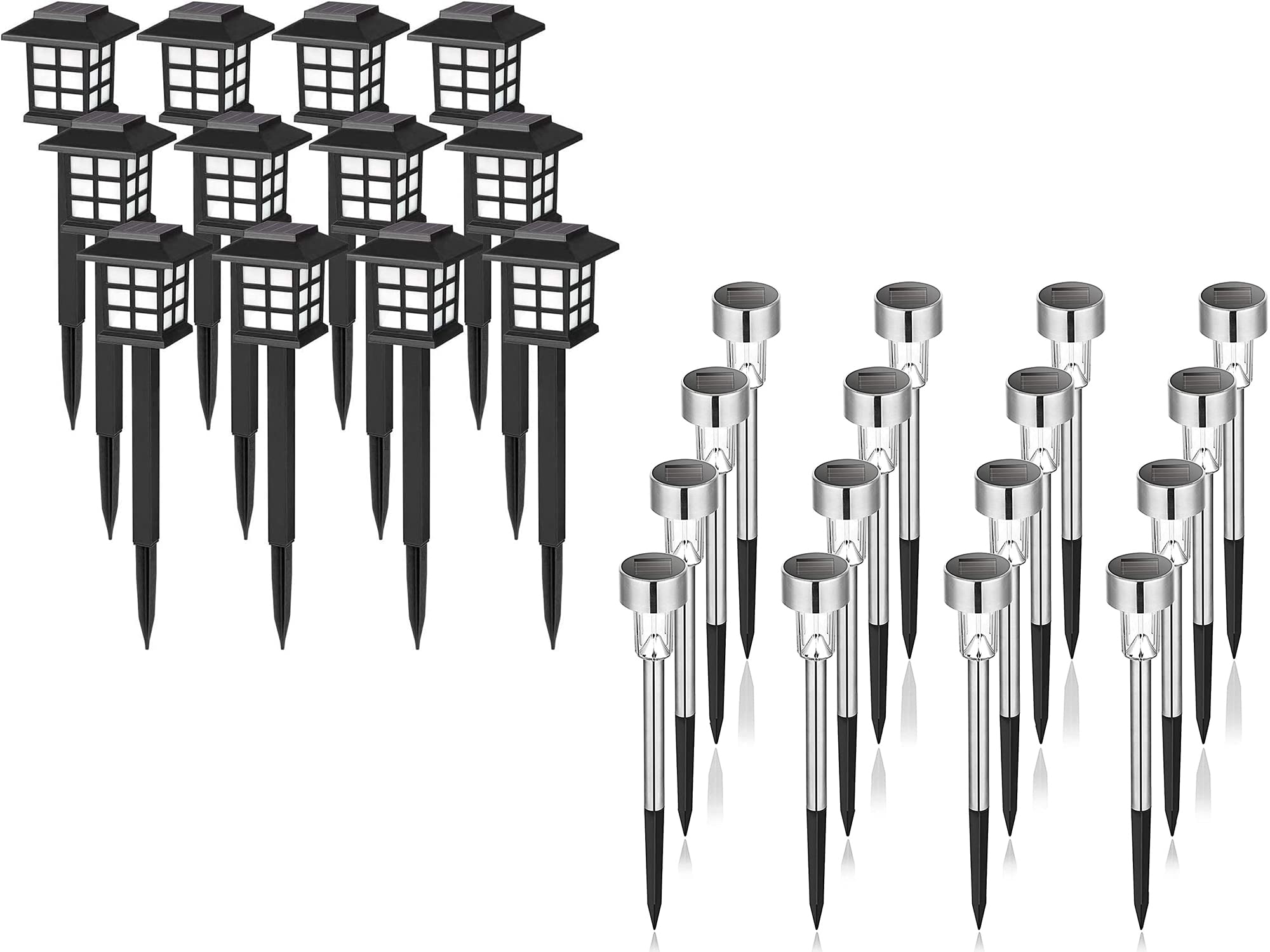 GIGALUMI 12 Pack Solar Outdoor Lights Waterproof LED, Solar Pathway Lights for Garden, Yard, Patio, Driveway, Walkway - Perfect for Landscape Lighting, Fence & Railing Decoration at Night