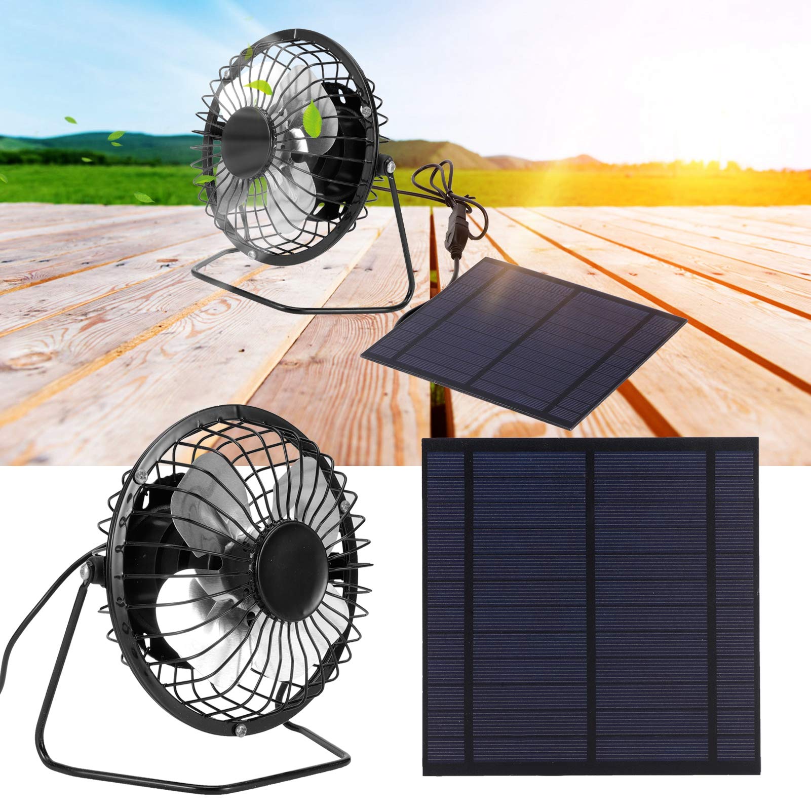 TOPINCN 5W Solar Powered Fan - Mini Portable Cooling Fan with Photovoltaic Solar Panel for Home, Attic, Greenhouse, RV & Roof - Perfect for Outdoor, Camping & Emergency Use
