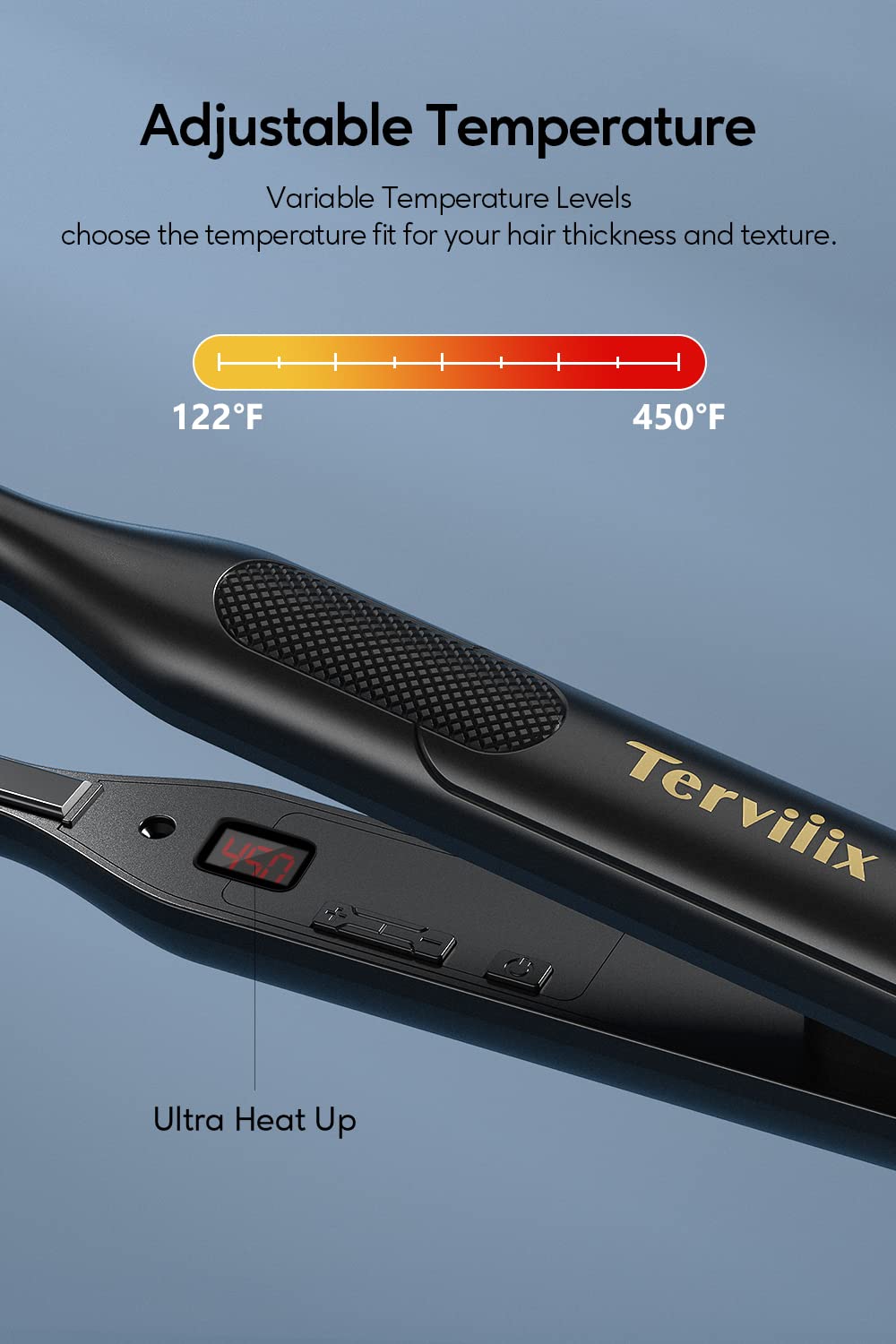 Terviix Pink & Black Pencil Flat Iron for Hair - Ultra Slim Styling Tool for Straightening, Smoothing & Creating Sleek Hairstyles | Perfect for Home Use, Travel & Salon Styling