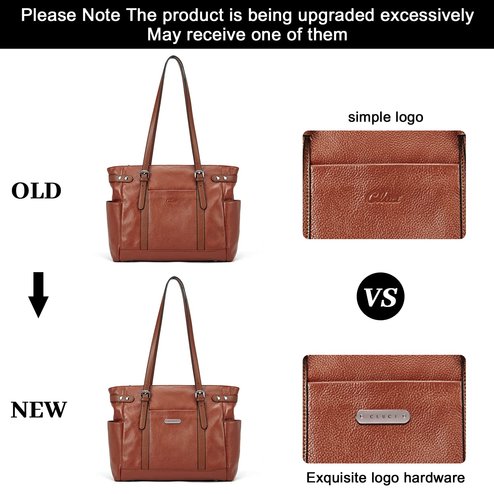 CLUCI Genuine Leather Laptop Tote Bag for Women - 15.6 Inch Professional Work Shoulder Briefcase - Perfect for Office, Business Travel & Daily Commute