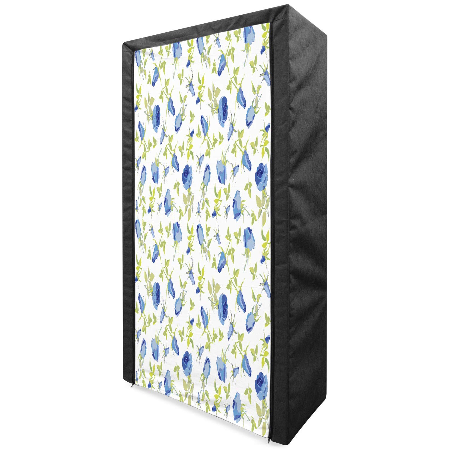 Ambesonne Floral Fabric Wardrobe - Portable Clothing Organizer with Shelves, 33.5