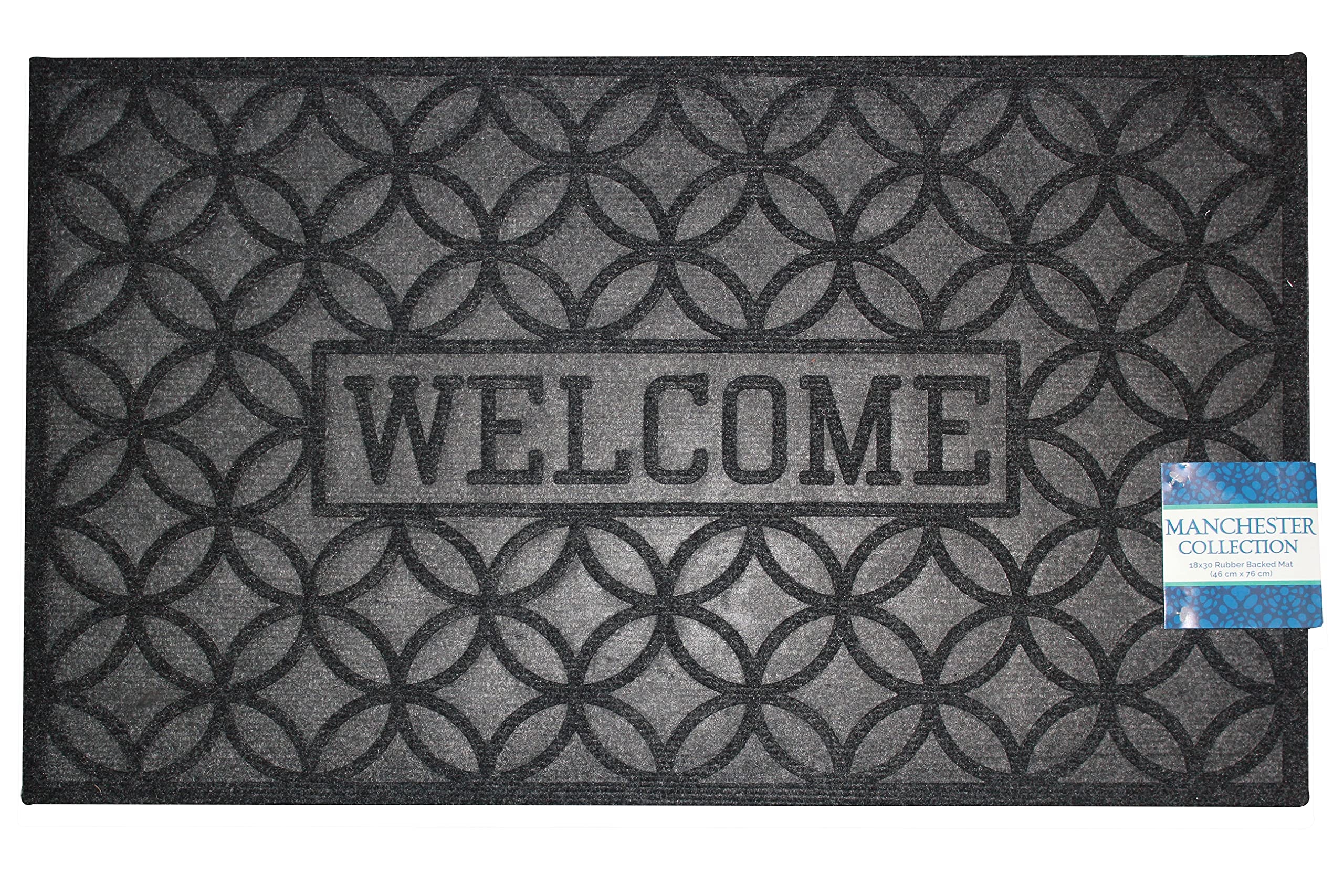 Kashi Home Durable Non-Slip Doormat - Polypropylene Welcome Mat for Indoor/Outdoor Use - Rubber Backing Low Profile Rug - Manchester Collection 18