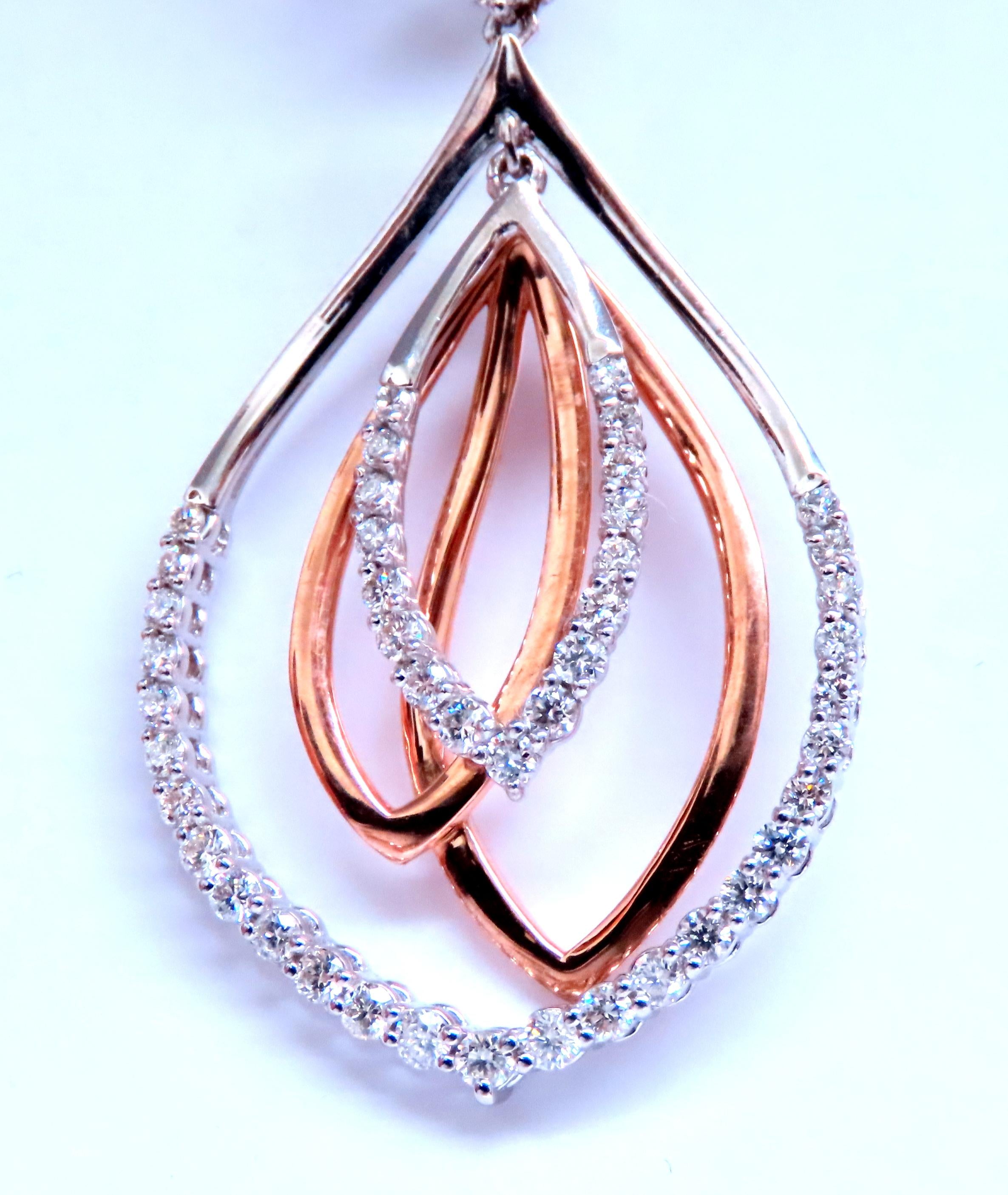 2.10ct Natural Round Diamond Three-Tier Dangle Earrings in 14kt Gold - Elegant Jewelry for Weddings, Parties & Special Occasions