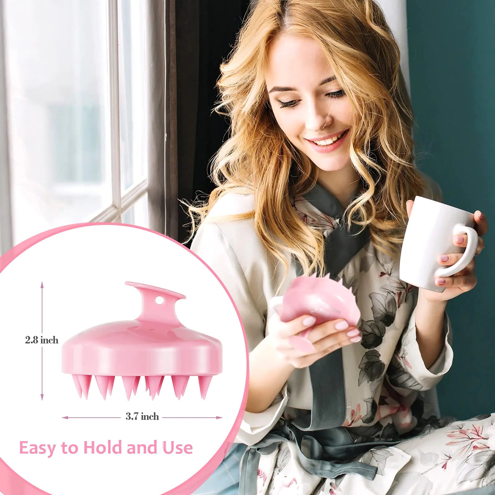 Silicone Scalp Massager Brush for Hair Growth & Dandruff Relief - Black Hair Care Scrubber for Shower & Head Spa Relaxation