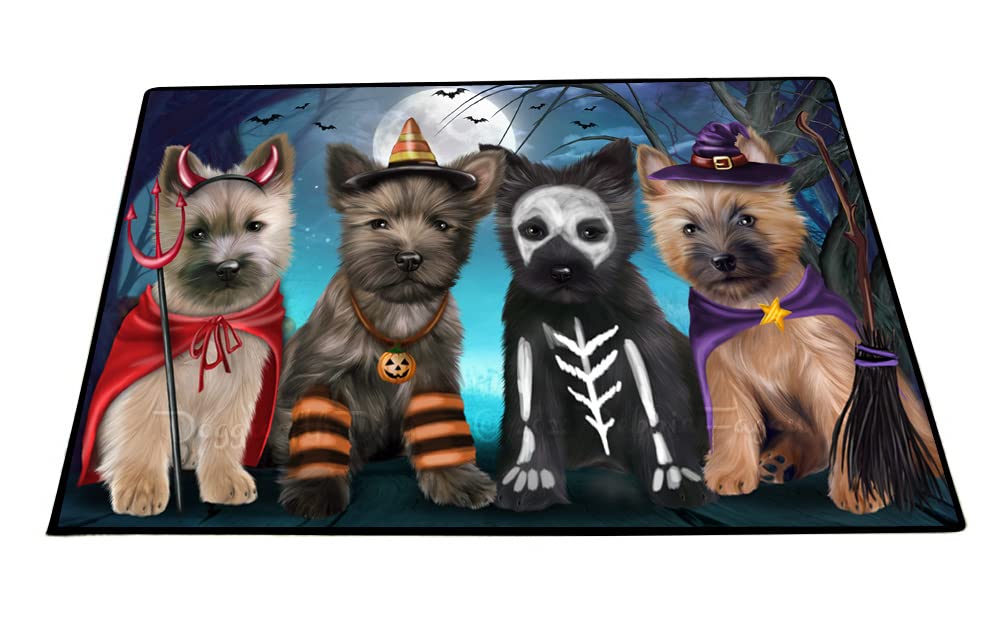 Halloween Trick or Treat Cairn Terrier Dog Doormat - Non-Slip Pet Entrance Rug for Indoor/Outdoor Use - Washable Premium Quality Front Door Mat with Pet Portrait (24x36 Inches) - Perfect for Halloween Decor & Home Entrance Protection