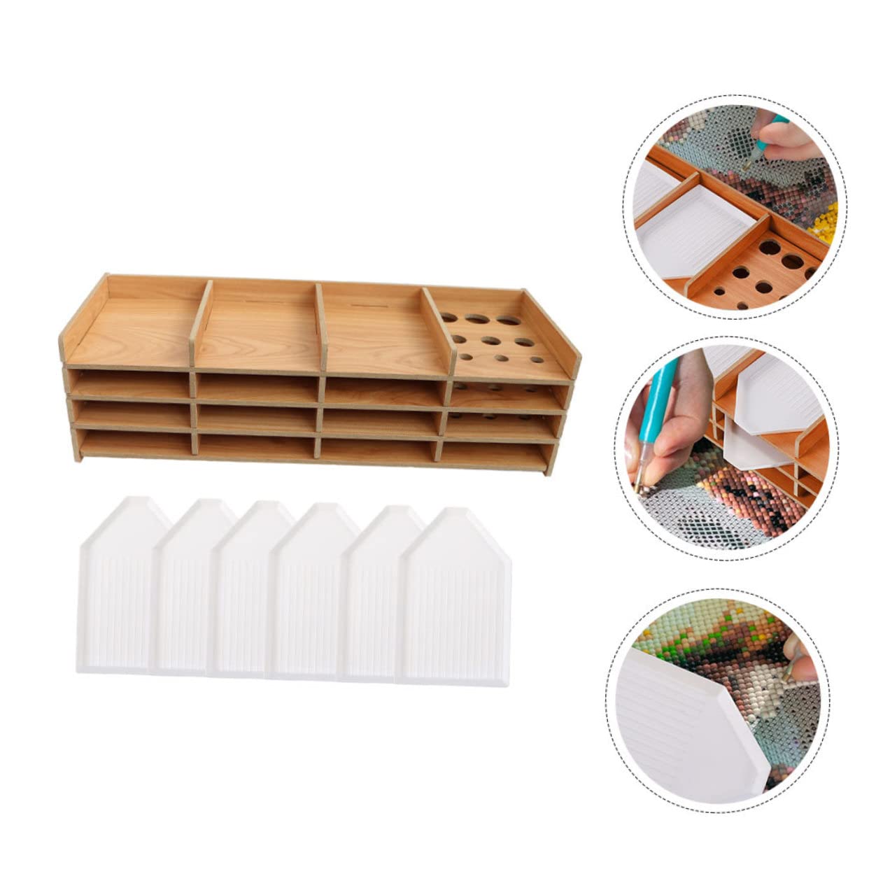 Ciieeo 16-Grid Diamond Painting Organizer Storage Tray - Full/Partial Drill, Square/Round Beads - Easy to Use for DIY Craft Projects & Home Decor