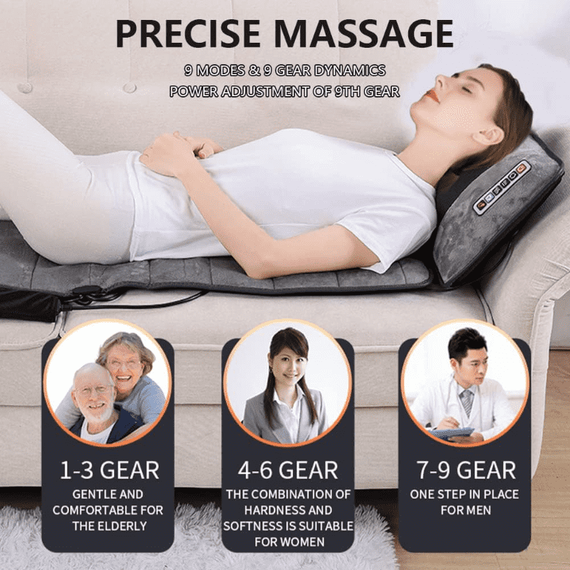 10 Vibrating Motors Full Body Massage Mat with Heating - Pain Relief Heated Mattress Pad for Back, Neck & Shoulder - Perfect for Home Relaxation & Muscle Recovery