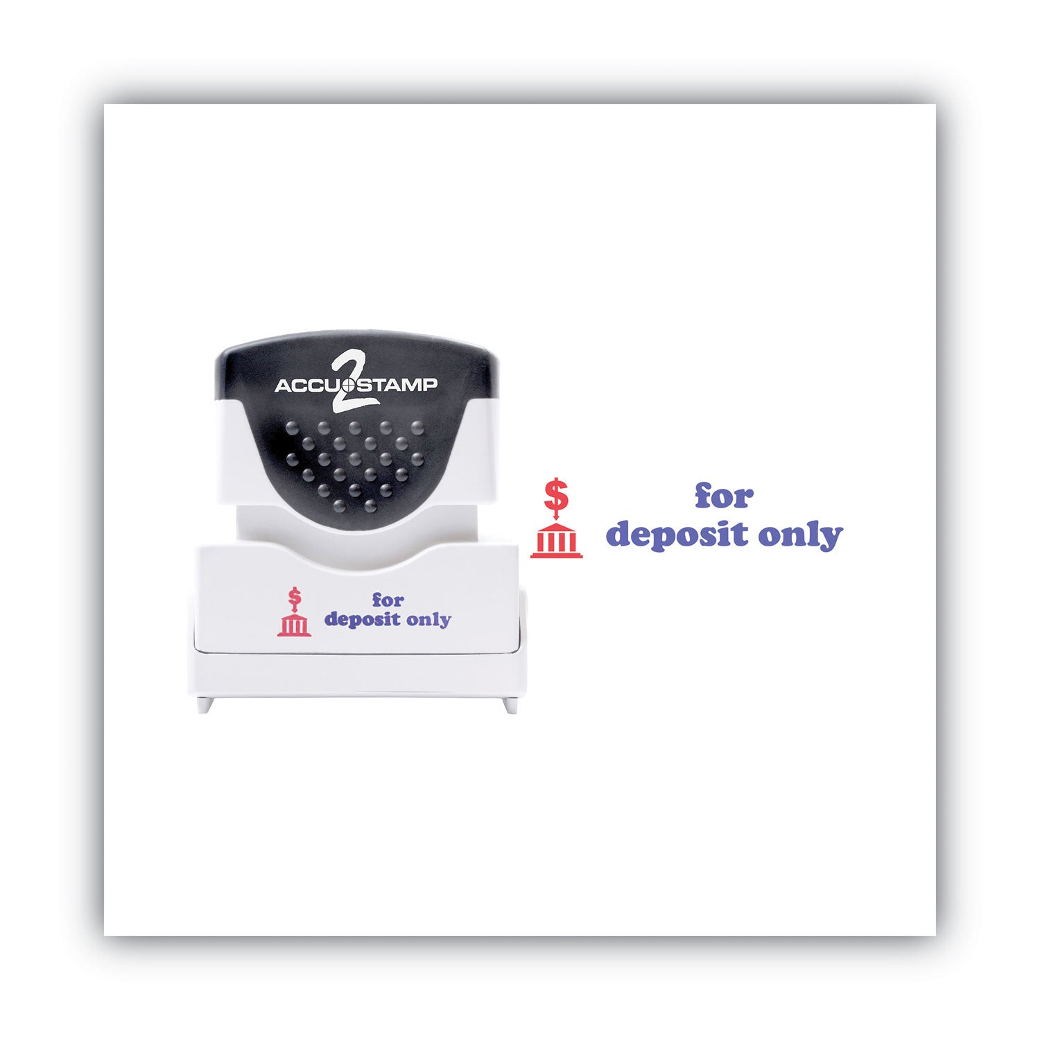 ACCUSTAMP2® Pre-Inked Deposit Stamp - Dual Color Red & Blue - 1.63