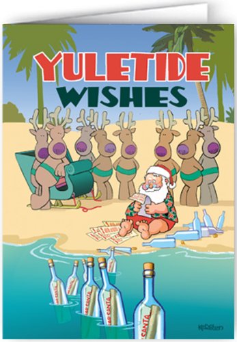 Dear Santa in a Bottle Beach Christmas Cards - Set of 18 Greeting Cards with Envelopes | Holiday Beach Theme | Perfect for Christmas Gifts, Party Invitations & Seasonal Greetings