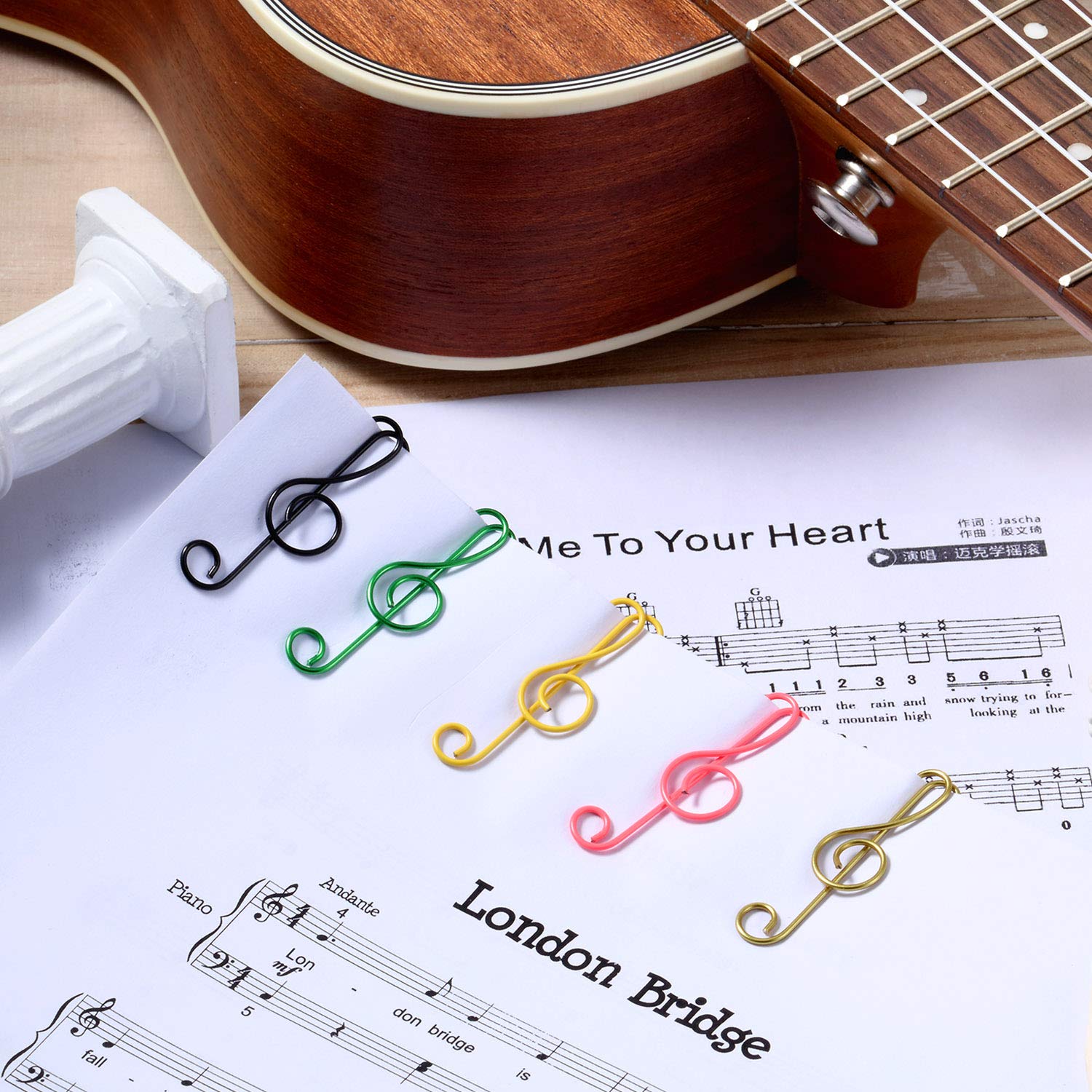 Outus 6-Color Metal Music Note Paper Clips - Treble Clef Bookmark Clips for Office, School & Notebooks | Fun Teacher Gifts & Desk Organizers | Perfect for Music Lovers, Classroom Supplies & Creative Journaling