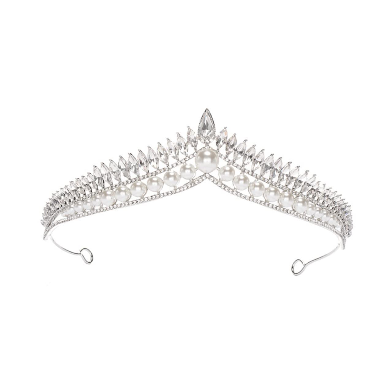 FRCOLOR 1pc Crystal Bridal Tiara Headpiece - Wedding Crown Headband with Rhinestones for Bride, Fairy Princess, Prom, Pageant & Special Occasions