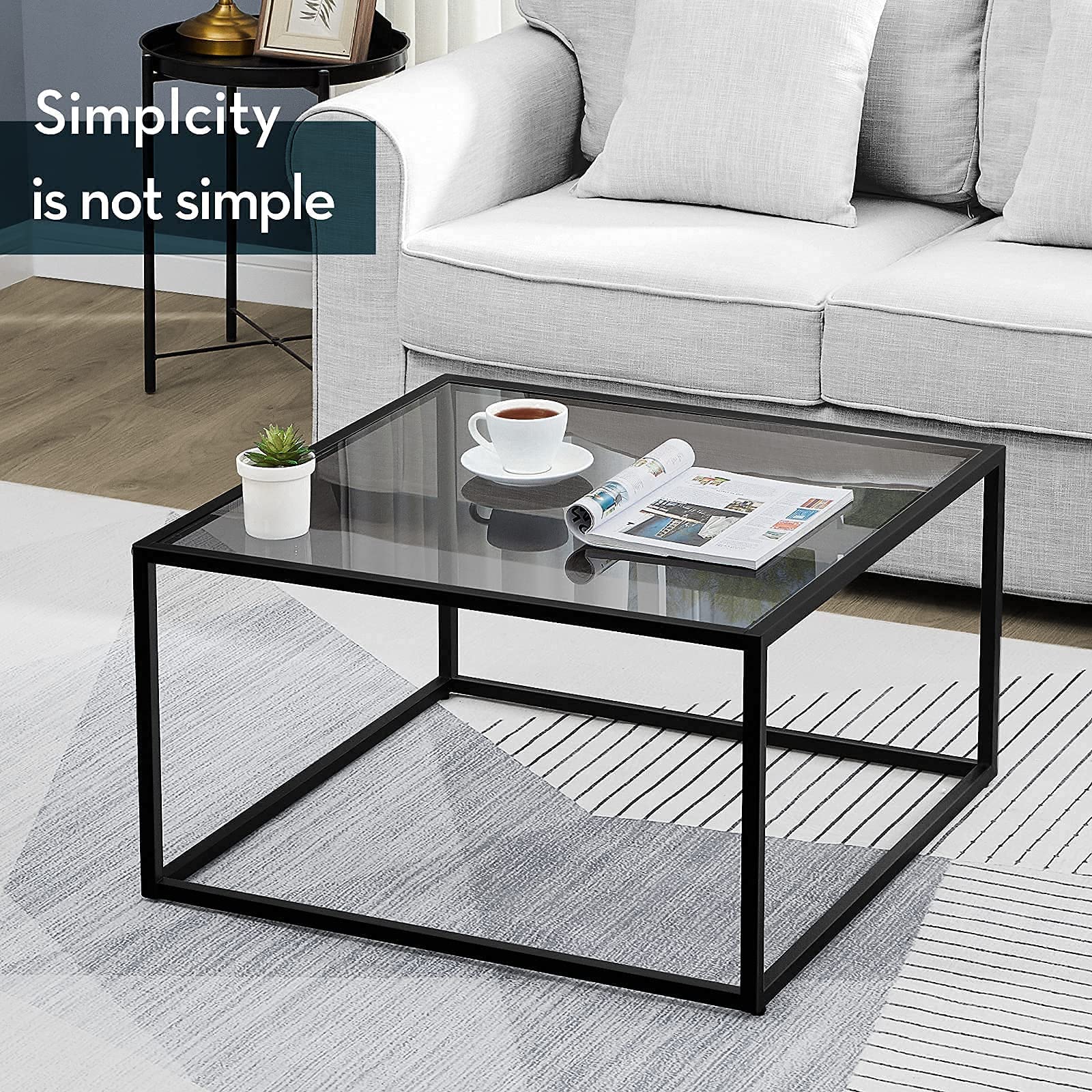 Round Coffee Table with Tempered Glass Top - Modern Living Room Center Table for Home Decor & Small Space - Perfect for Family Gatherings, Movie Nights & Relaxing