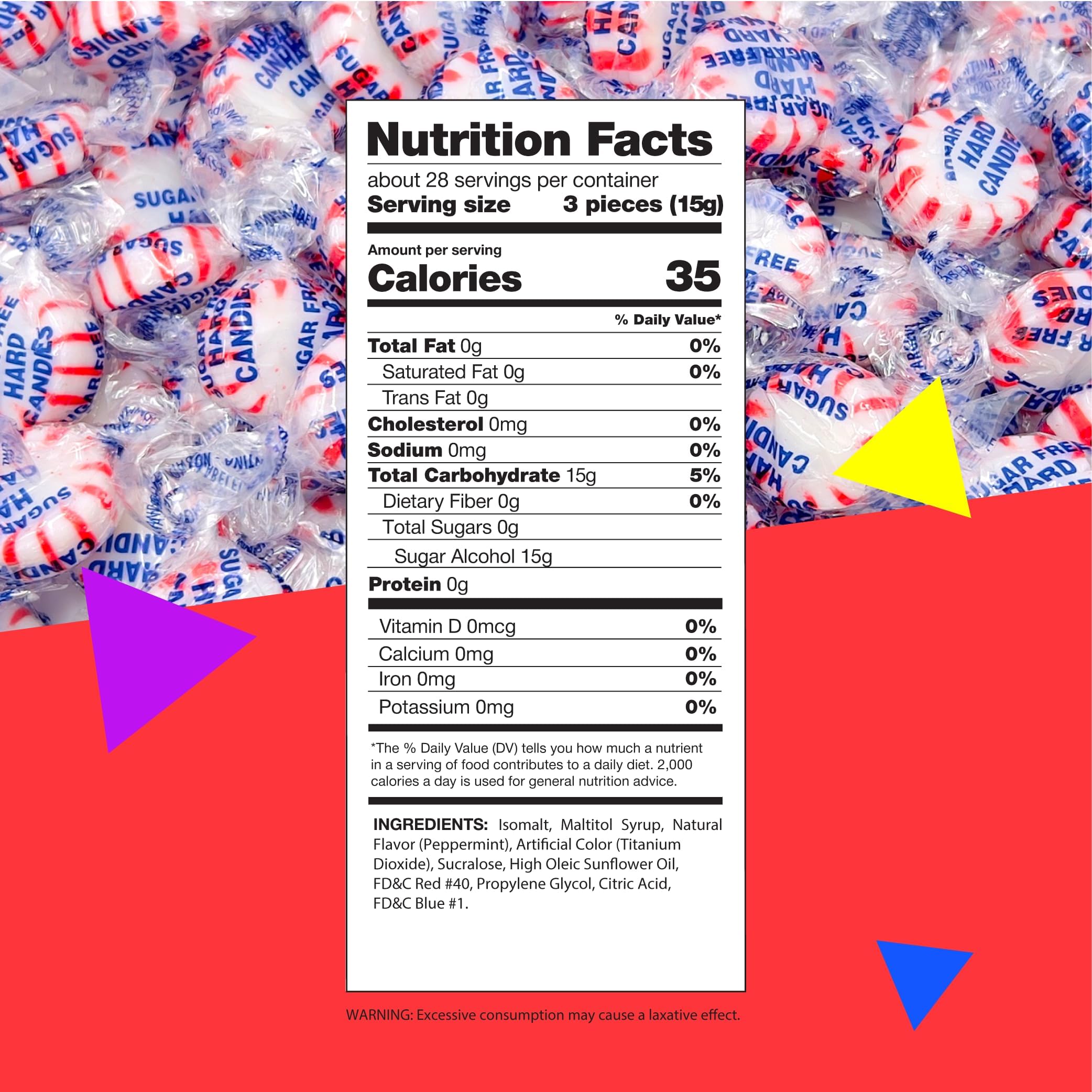 Sugar-Free Peppermint Starlight Mints - 1 Pound Bag of Individually Wrapped Hard Candy | Perfect for Holiday Gifts, Party Favors & Office Treats