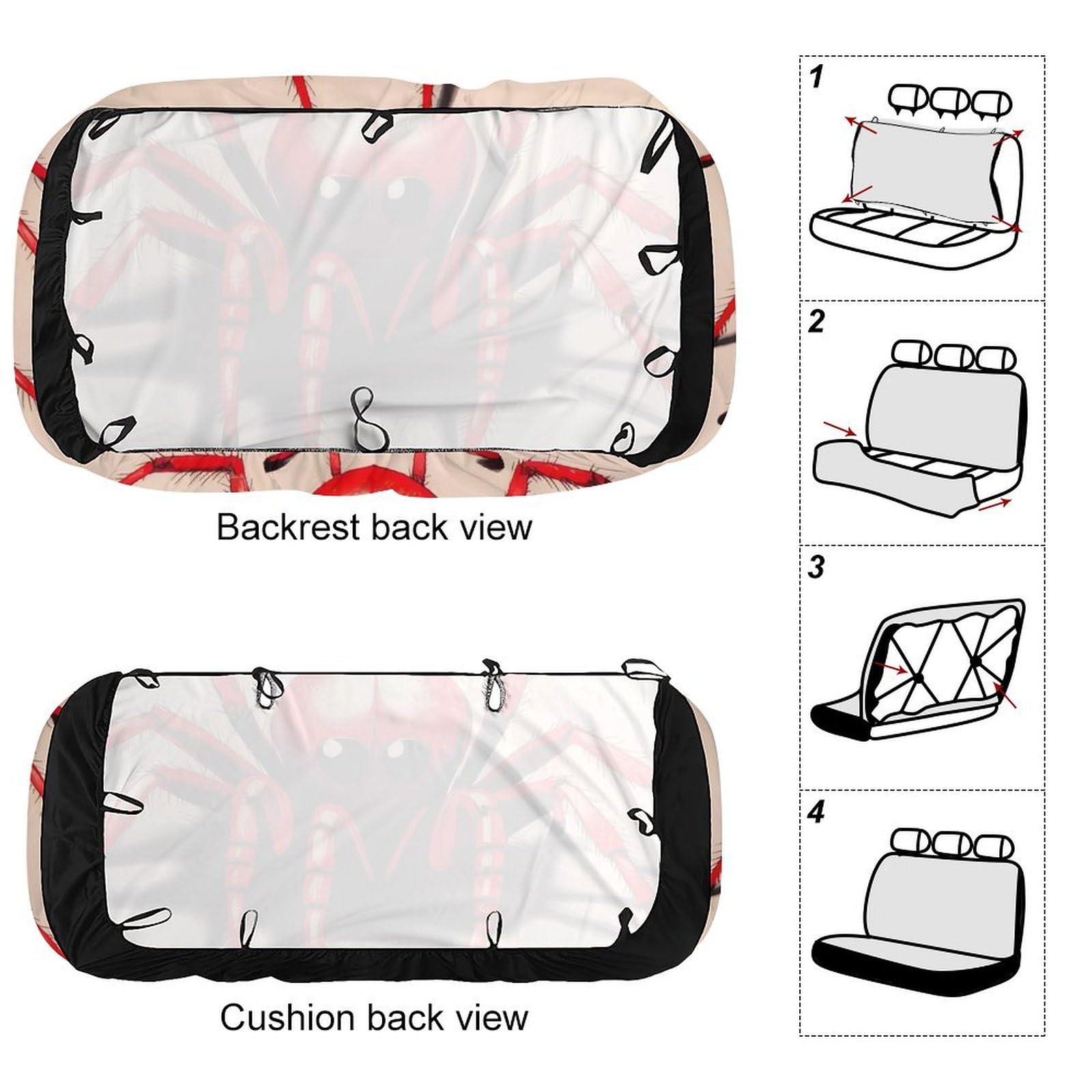 NWTRJ Cute Little Red Spider Car Back Seat Covers - Soft Waterproof Rear Bench Cushion Protector for Dust & Scratch Protection - Universal Fit for Most Trucks, SUVs & Vans - Perfect for Road Trips, Family Outings & Pet Protection