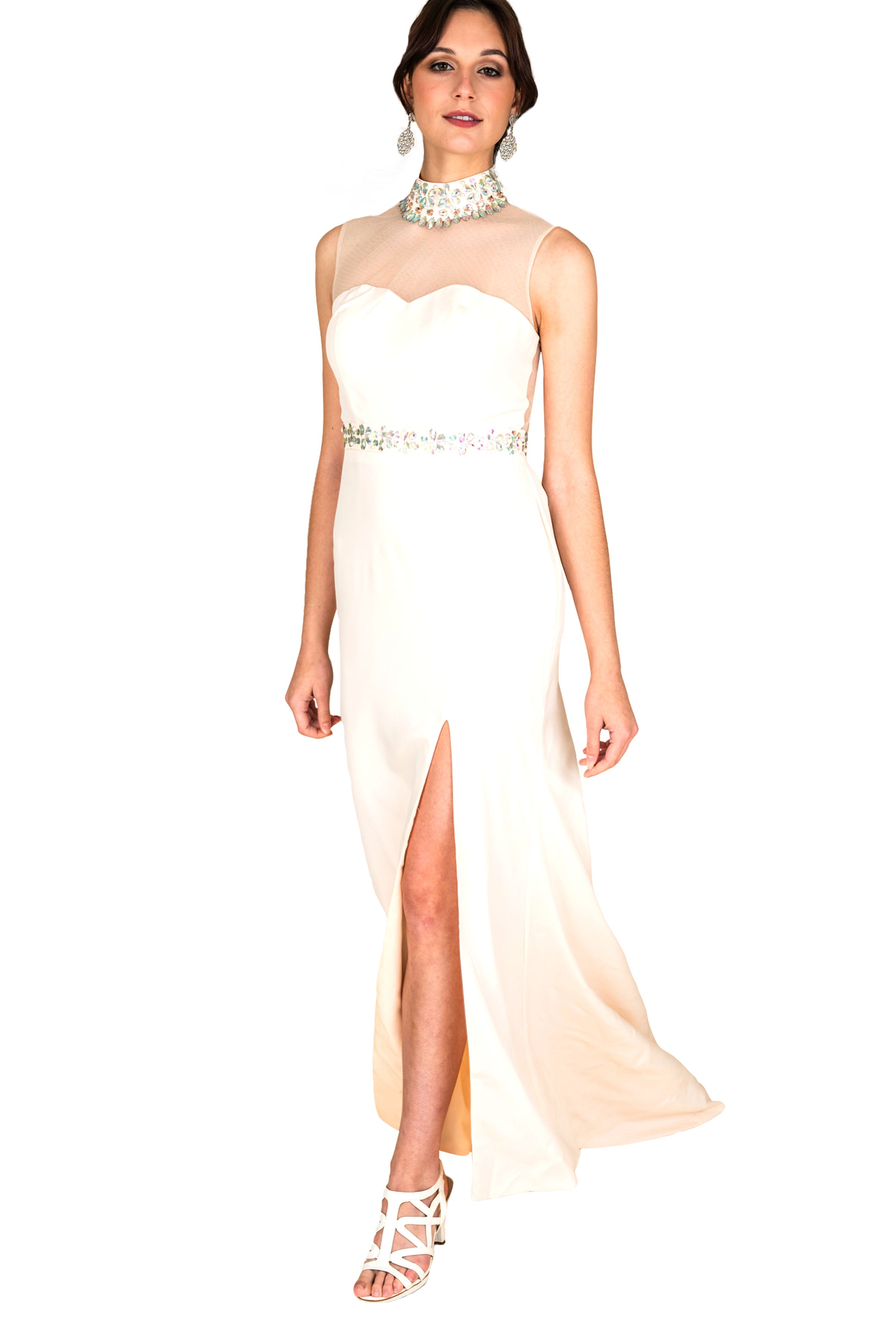 Elegant High Neck Floor Length Formal Evening Gown for Women - Perfect for Prom, Wedding Guest & Black Tie Events
