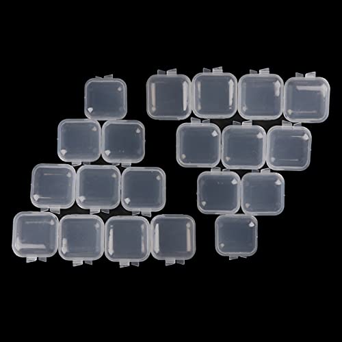 20Pcs Square Mini Clear Plastic Storage Containers with Lids - Airtight Small Organizer Boxes for Jewelry, Beads, Crafts & Office Supplies - Perfect for Home, Kitchen & Travel Organization