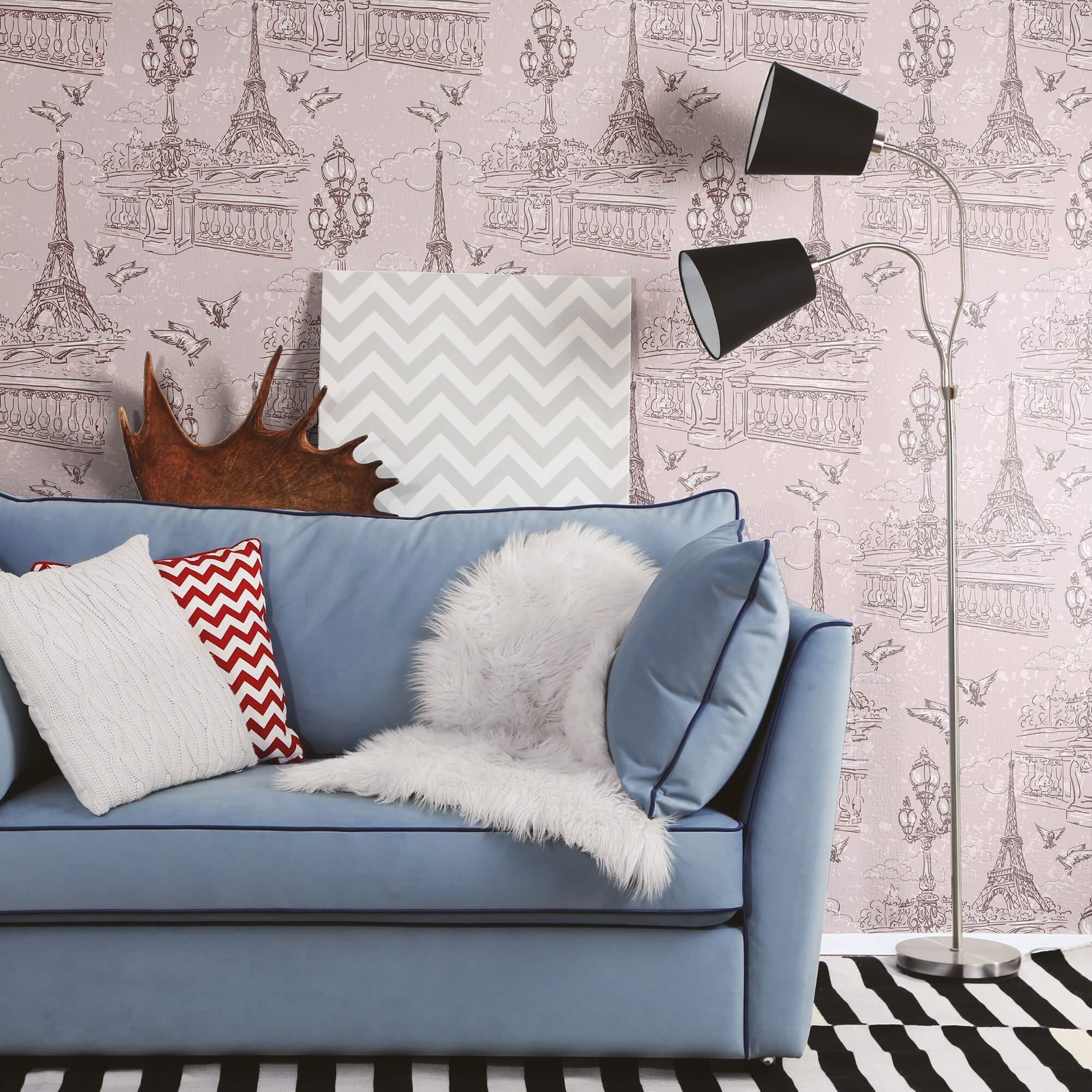 Grey Travel Themed Peel and Stick Removable Wallpaper - Self-Adhesive Decorative Wall Covering for Home, Office & Nursery - Easy to Install & Remove - 8500 (Perfect for Bedroom Accent Walls, DIY Home Decor & Rental Apartments)