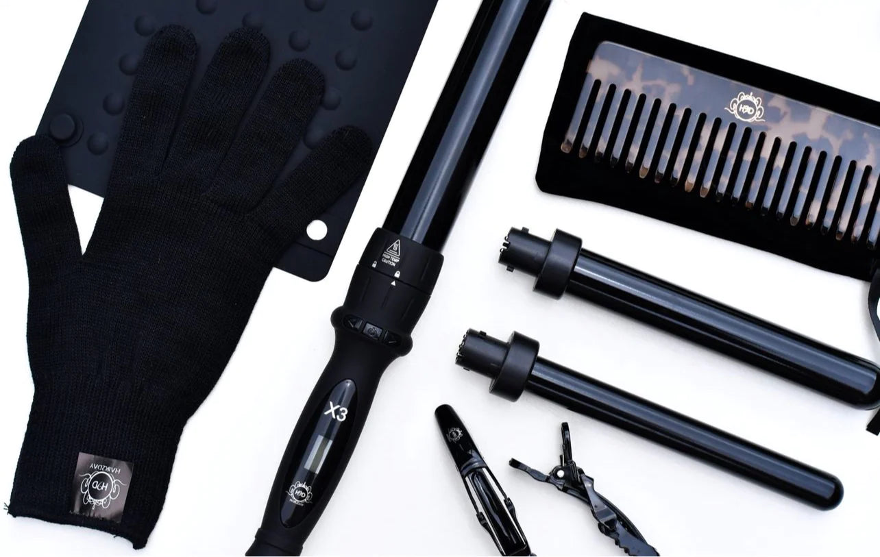 H2D Black X3 Professional Curling Wand - 1.25 Inch Ceramic Tourmaline Hair Curler for Long Lasting Waves & Curls - Perfect for Salon Quality Styling at Home, Weddings & Special Events