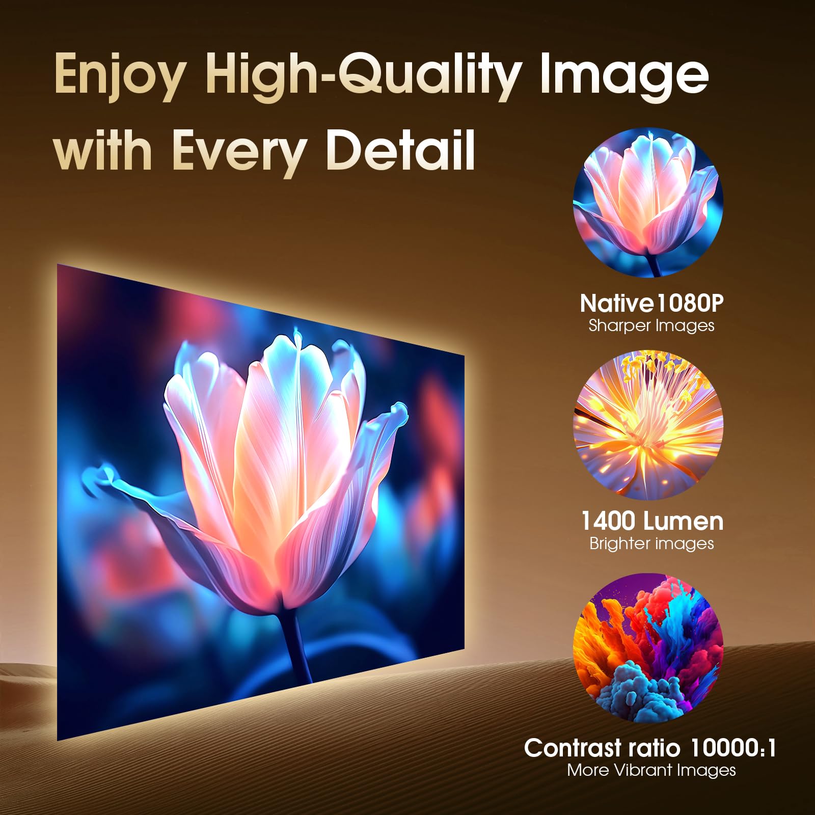 2025 Upgraded 4K FHD 1920x1080P Mini Portable Projector with Android TV - WiFi 6, BT5.2, 180° Rotation, HDMI/USB/PS5 Compatibility - Includes HDMI Cable & Wireless Mouse - Perfect for Home Theater, Gaming & Outdoor Movie Nights
