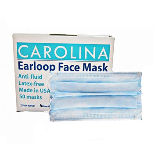 50-Pack Carolina Cotton Face Masks - Breathable & Comfortable - Made in USA - Blue - Perfect for Travel, Work & Daily Protection