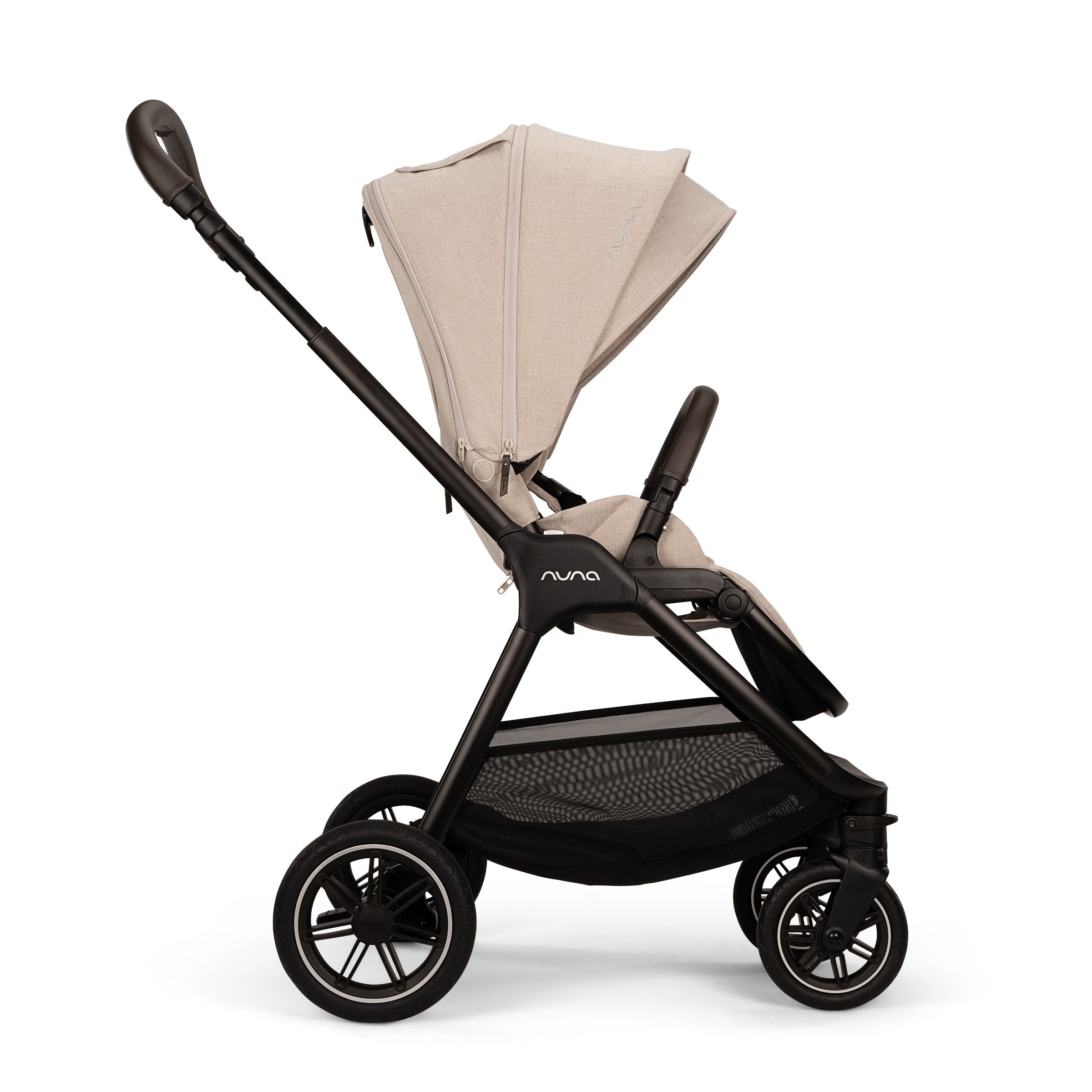 Nuna Triv Next Stroller - Lightweight Compact Travel Stroller with One-Hand Fold, Adjustable Canopy & Reclining Seat - Perfect for City Walks, Travel & Everyday Use (Biscotti)