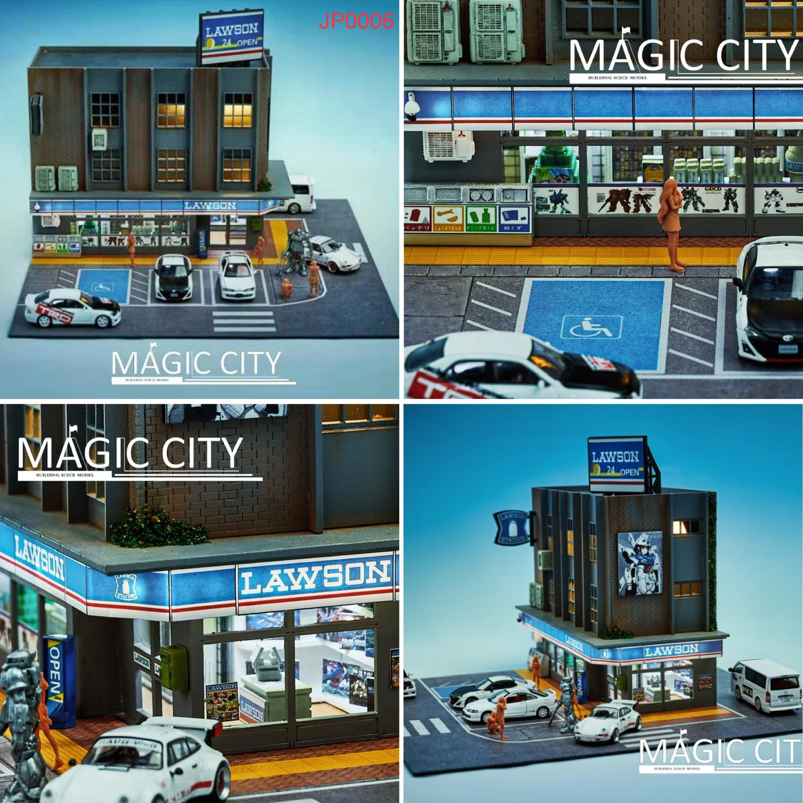 1:64 Japanese Street Scene Gundam Themed Lawson Supermarket Diorama - Miniature Model Kit for Anime Fans, Collectors & Hobbyists - Perfect for Gundam Displays, Diorama Building & Model Train Scenes