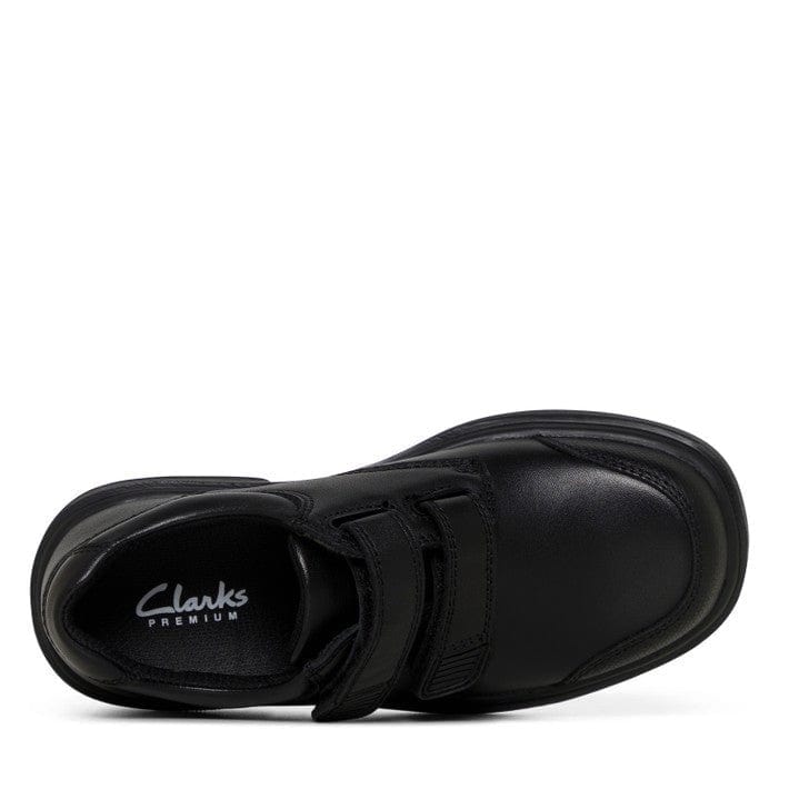 **CLARKS Junior Discovery Black Leather Shoes for Boys & Girls – Comfortable & Durable Kids' Casual Shoes for School, Play & Everyday Wear**