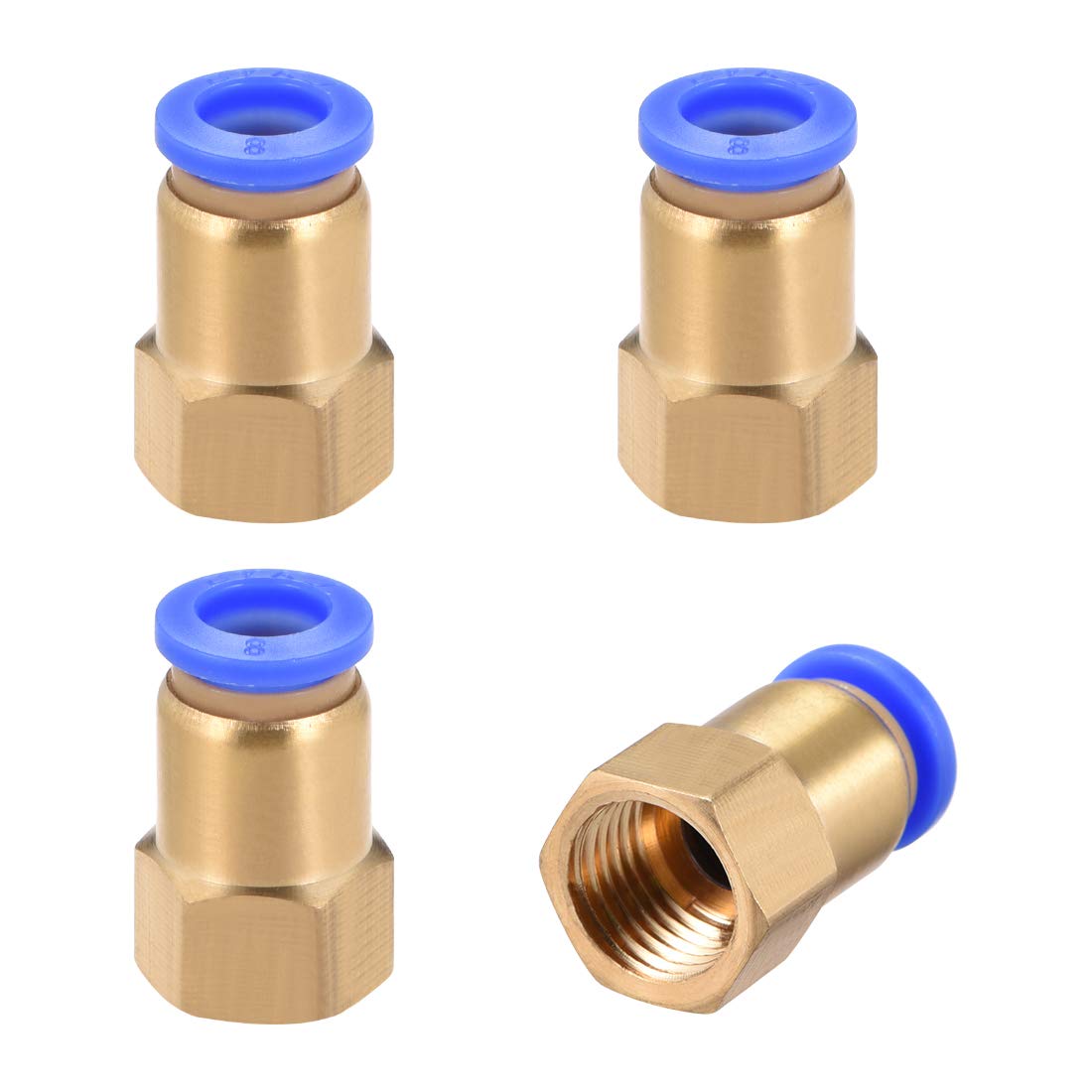 uxcell 8mm Tube OD x G1/4 Female Push to Connect Straight Pneumatic Fitting Adapter (4 Pack) - Quick Connect Air & Water Pipe Fittings for HVAC, Compressed Air Systems - Durable Industrial Machinery Plumbing & Automation Equipment - Perfect for Air Compressors, Water Dispensers, Pneumatic Tools & 3D Printers - Great for DIY Projects, Home Workshops, Automotive Repair & Factory Maintenance - Use in Hydraulic Systems, Airflow Control & Industrial Applications