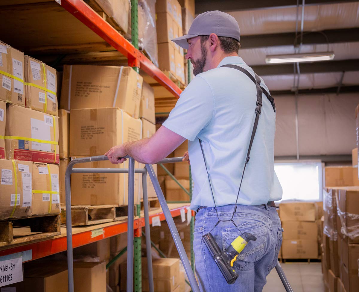 OP/TECH USA Large Warehouse Scanner Harness with Breakaway Buckles (Model 99013913) - Durable Hands-Free Barcode Scanner Holder for Inventory Management & Logistics Work