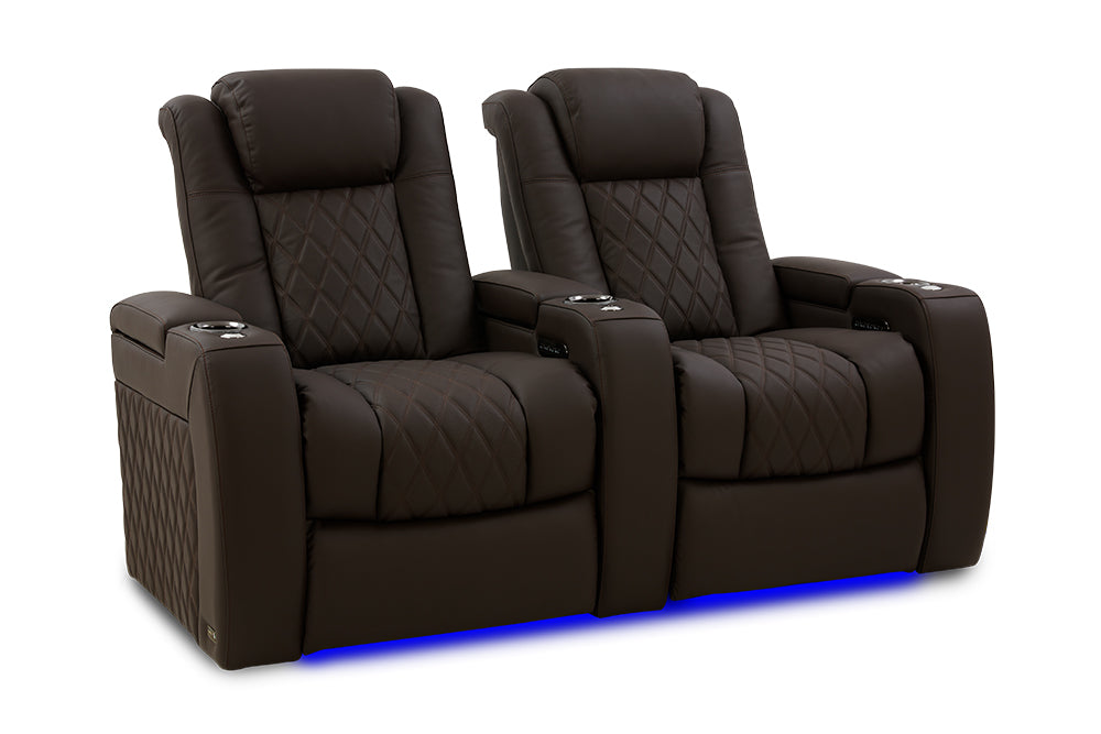Valencia 2025 New Tuscany Ultimate Luxury Leather Home Theater Seating Row of 2, Dark Roast Brown - Premium Recliner Sofa for Movie Nights & Entertainment Rooms