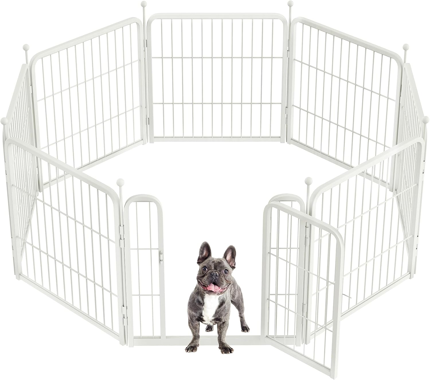 White Rollick Dog Playpen for All Terrain - Portable Outdoor Pet Fence for Small & Large Dogs - Perfect for Backyard, Camping & Travel Use
