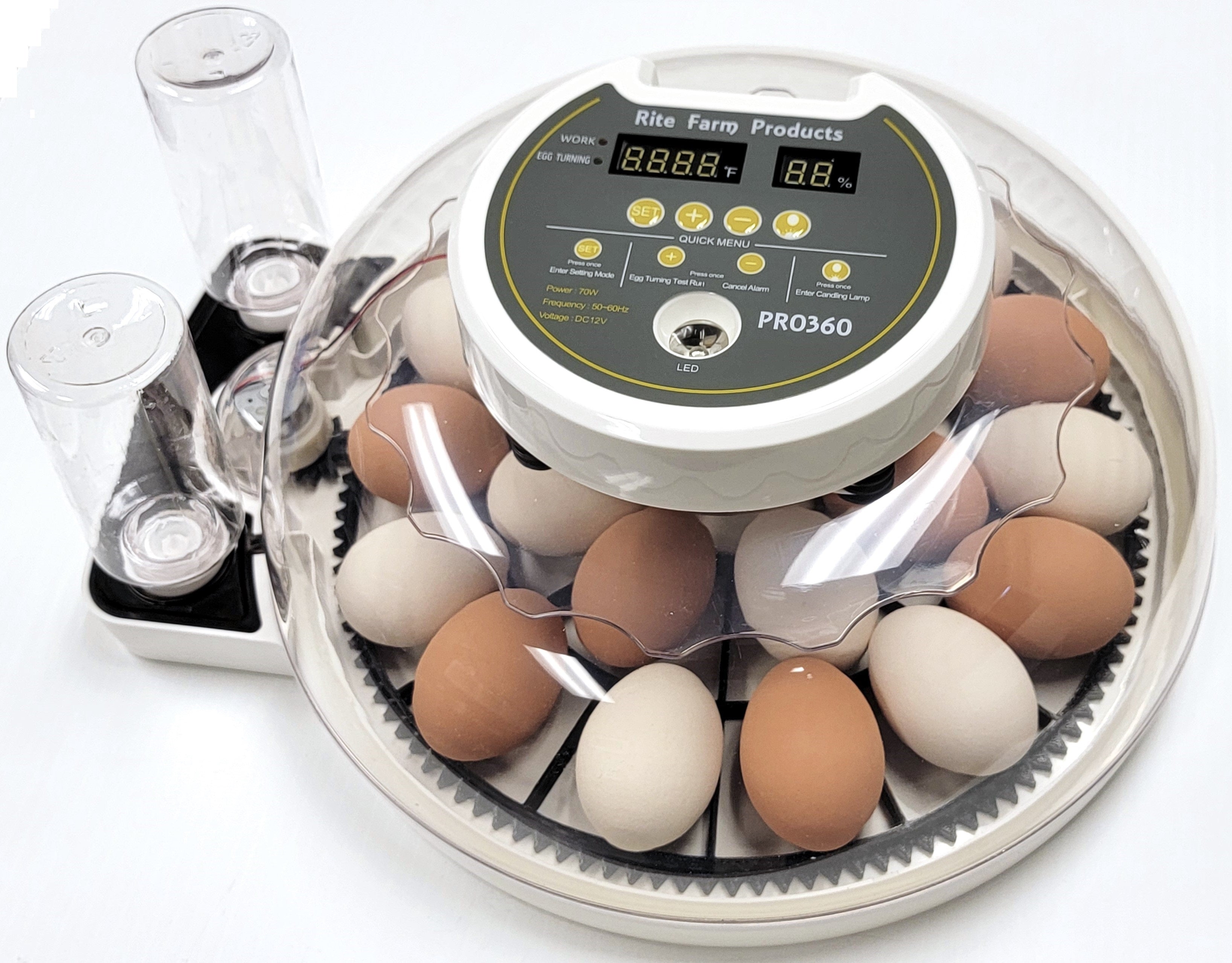 PRO 360 Rite Farm Products 21 Egg Capacity Automatic Chicken Egg Incubator with 2 Egg Turner Trays - Perfect for Poultry Farming, Hatching Chicks at Home, and Classroom Science Projects