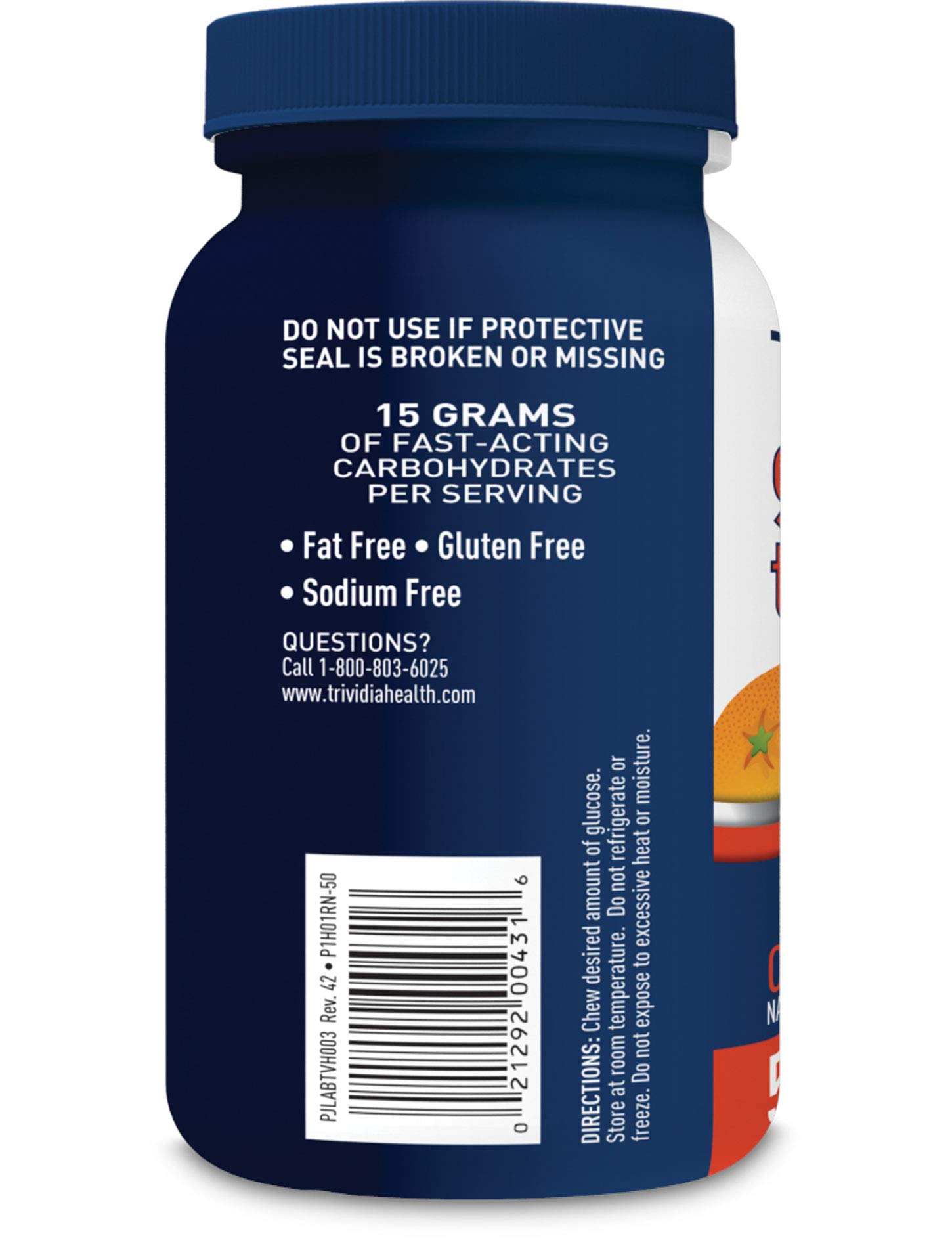TRUEplus® Glucose Tablets for Fast Energy Boost - Orange Flavor, 50 Count - Ideal for Diabetics, Athletes & Quick Energy Recovery