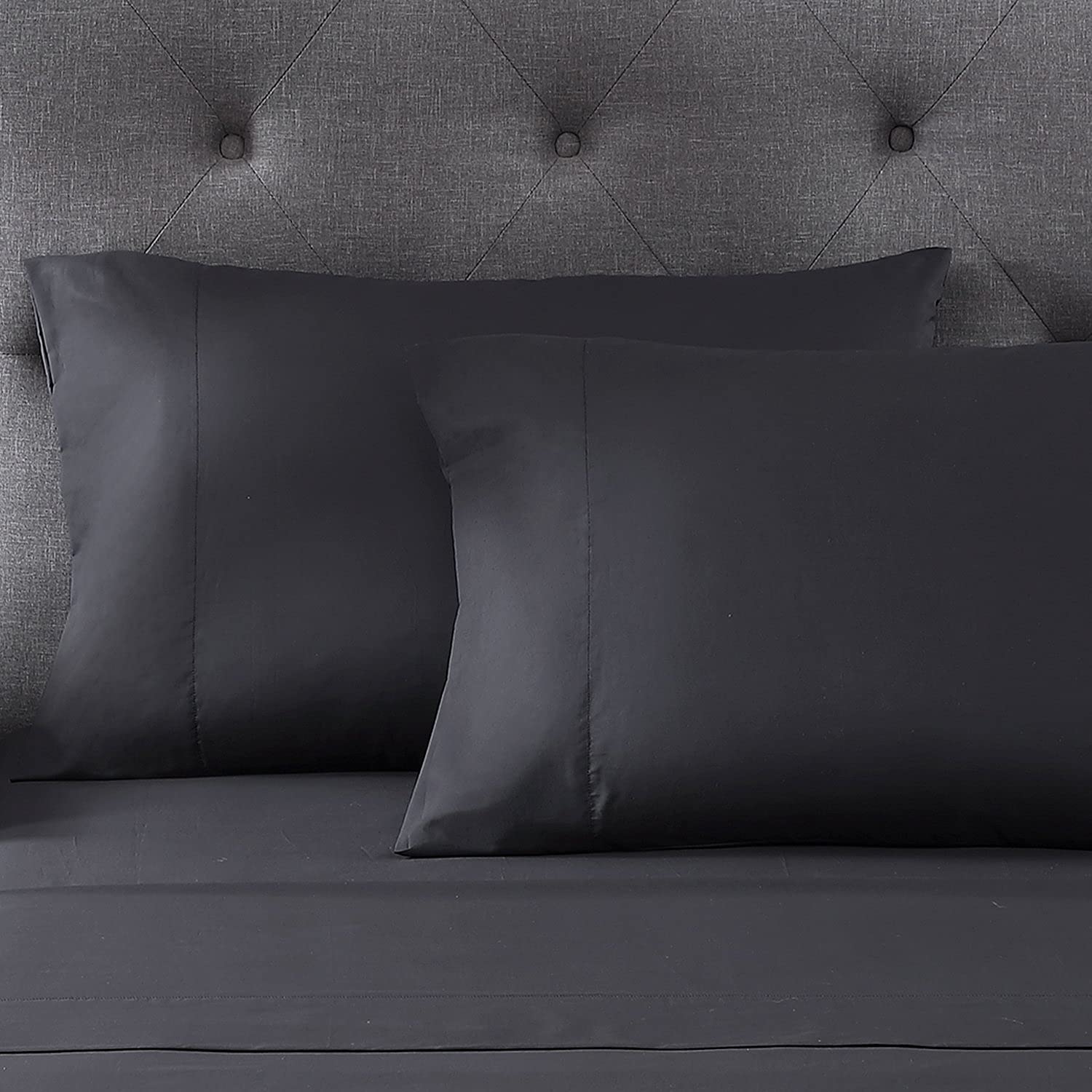 Pure Parima Hotel Collection Ultra Percale 100% ELS Giza Egyptian Cotton Sheet Set - King Size Carbon Gray - Includes Flat Sheet, Fitted Sheet & 2 Pillowcases - Luxury Bedding for Hotels & Upscale Homes