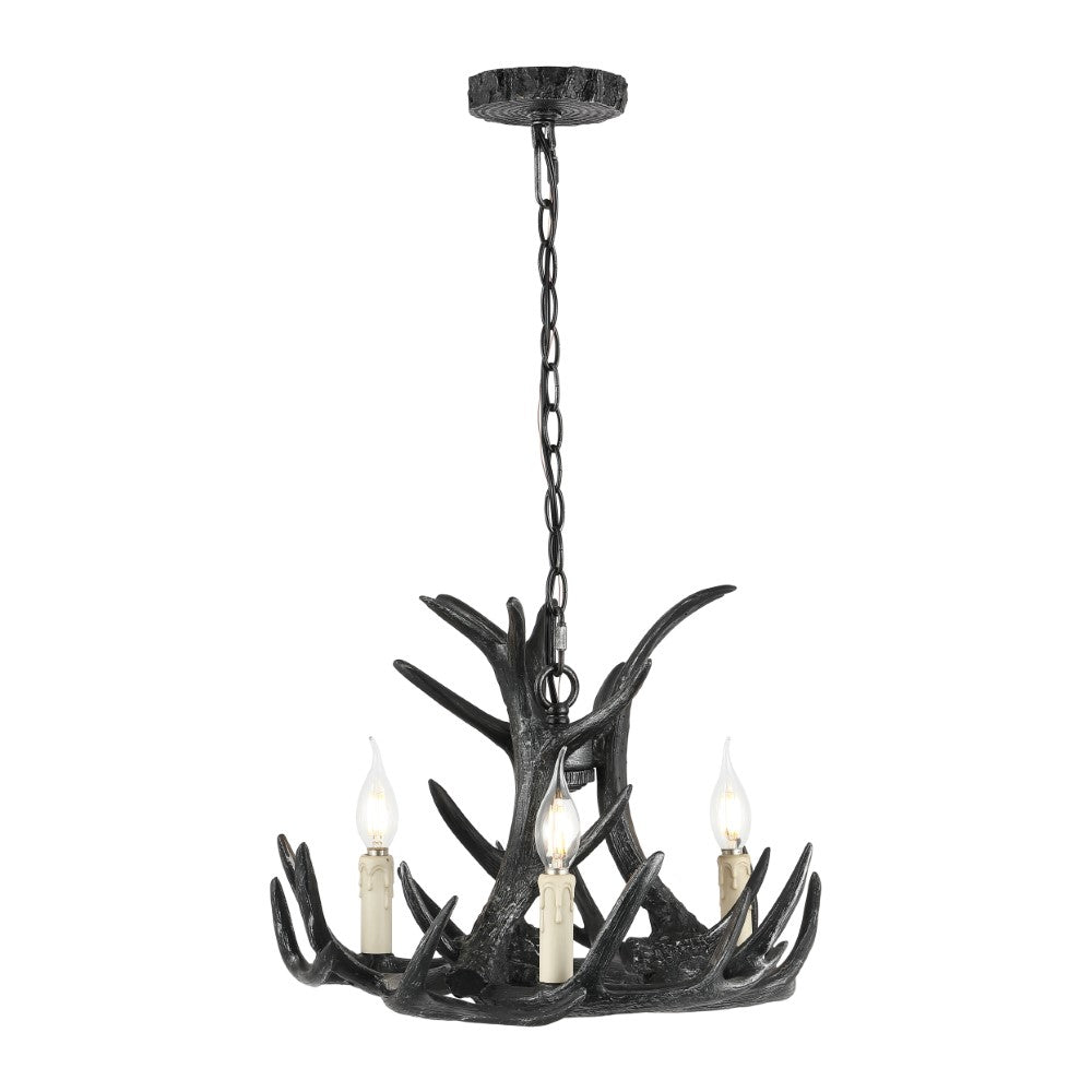 Rudolph Adjustable Resin Antler LED Chandelier - Modern Rustic Lighting Fixture for Home, Cabin, or Lodge Decor - Perfect for Living Room, Bedroom, or Entryway