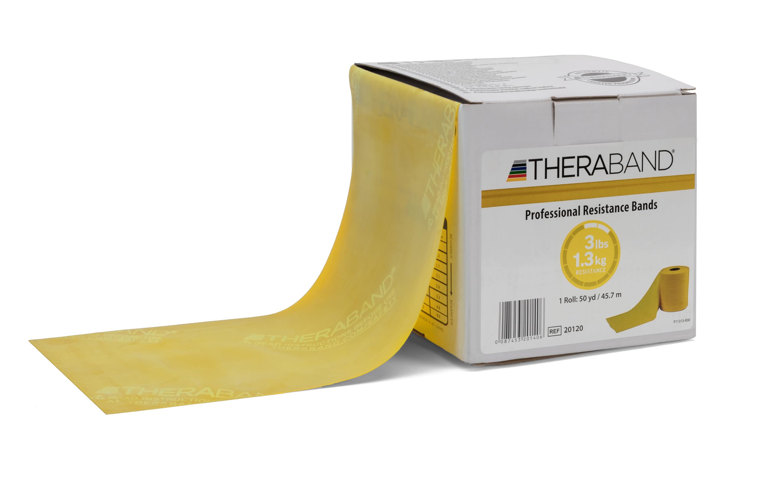 THERABAND Resistance Bands - 50 Yard Roll Professional Latex Exercise Bands for Strength Training, Physical Therapy, Pilates & Home Workouts - Level 2 (Yellow, Thin) - Perfect for Upper Body, Lower Body & Core Exercises, Rehab & Fitness Training