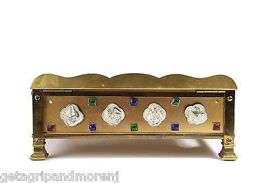 Elegant Brass Bible Book Stand with Gemstone Accents - Perfect for Church, Home Altar & Scripture Reading