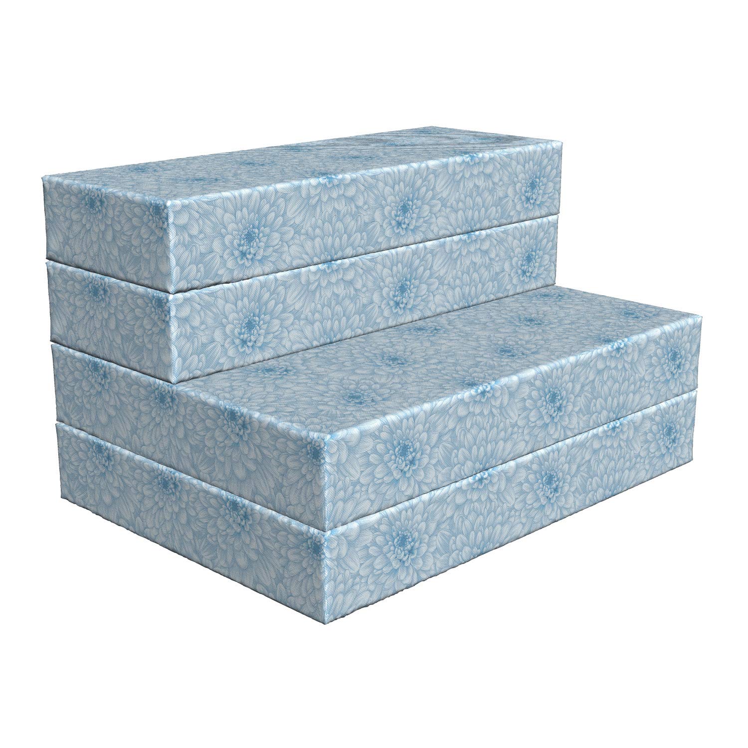 Ambesonne Blue Foldable Mattress - Blooming Romance Floral Design - 74.8