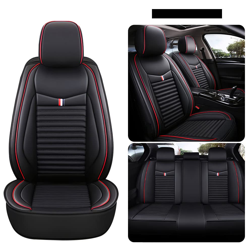 Premium Leather Car Seat Covers for Hyundai Santa Fe Sport 2014-2018 | Universal Anti-Slip Design Fits Most Cars, Sedans, SUVs & Trucks | All Black | Perfect for Daily Commute, Road Trips & Vehicle Protection