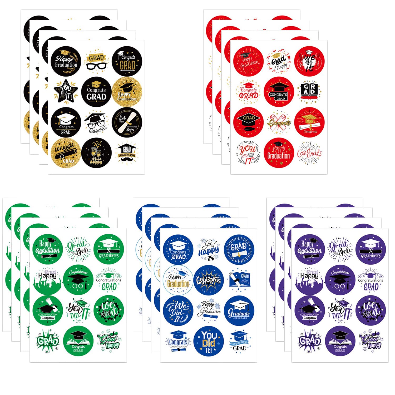 240-Piece Graduation Stickers Set - Large Congrats Labels, Class of 2022 Stickers for Party Decor, Scrapbooking & Classroom Supplies | Colorful Decorative Stickers for Graduation Gifts & Celebrations