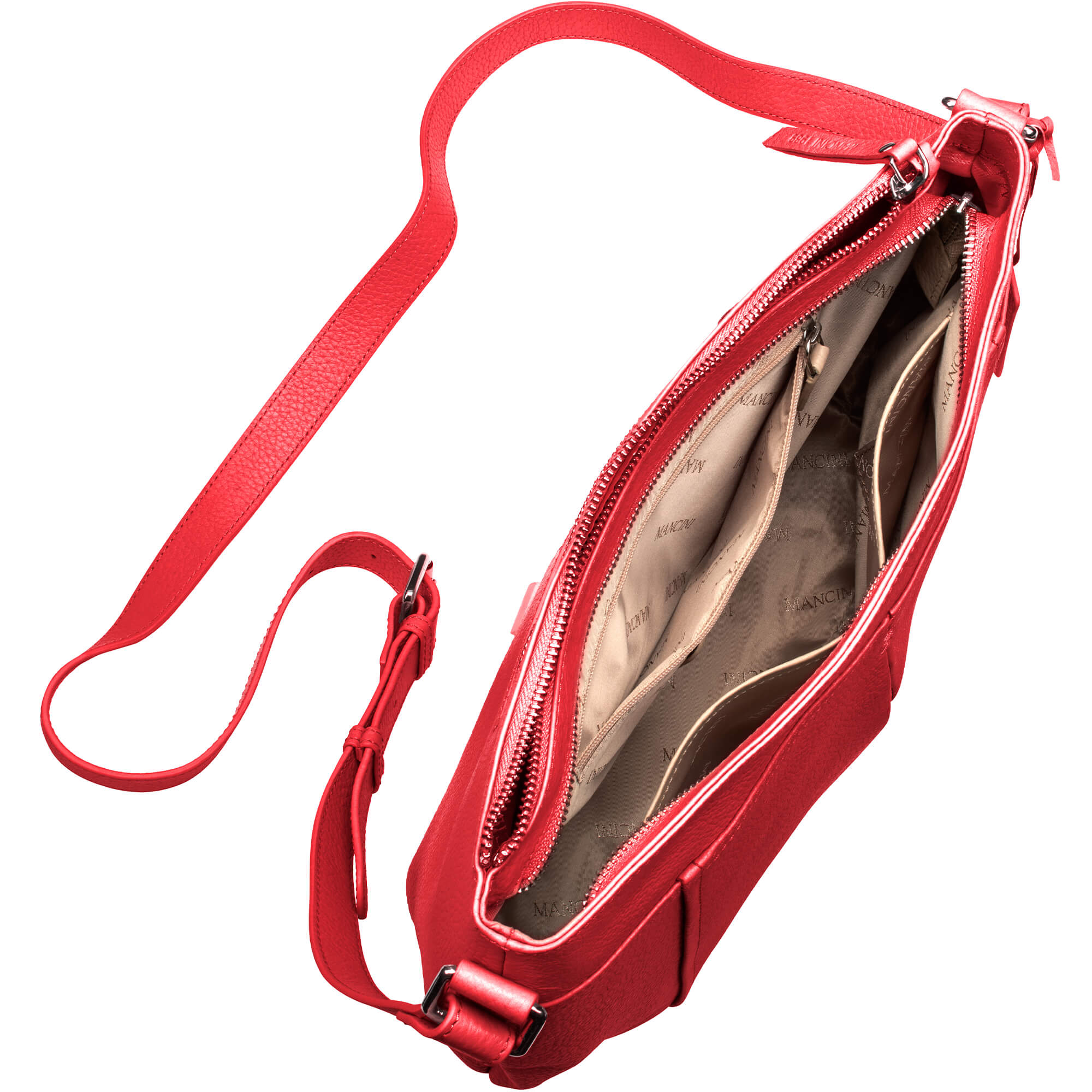 Stylish Mancini Pebbled Scarlet Leather Crossbody Hobo Bag for Women - Perfect for Work, Travel & Everyday Use