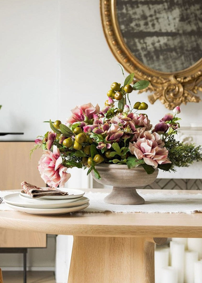 Earthy Mauve Ceramic Compote Bowl - 10.25 Inch Wide Serving Dish for Fruit, Desserts & Centerpieces | Perfect for Dining Table Decor, Party Serving & Home Decor