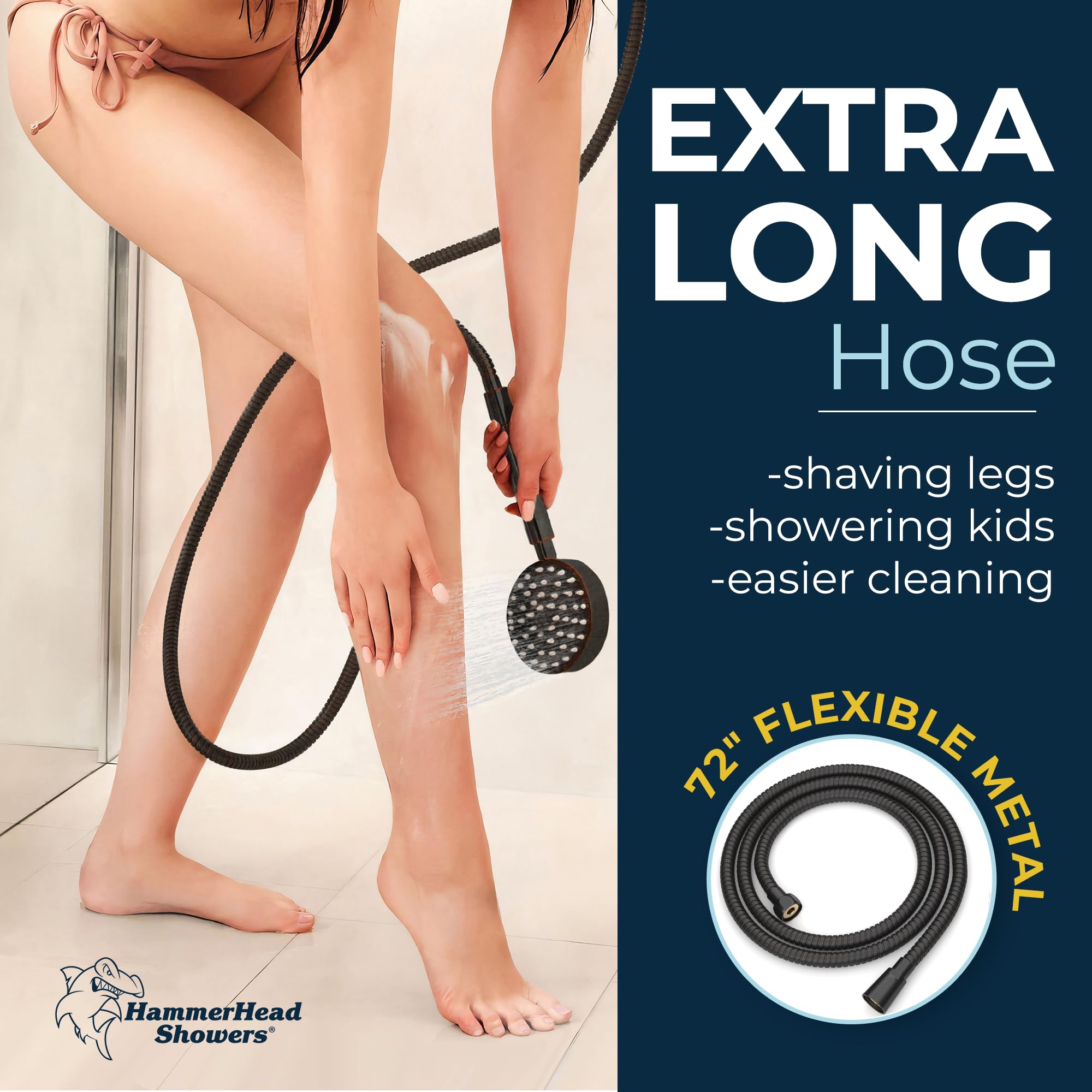 HammerHead Showers® ALL METAL Dual Shower Head Combo - Oil Rubbed Bronze Finish - 8 Inch Rainfall Shower Head & High Pressure Handheld Shower with 6ft Hose - Luxury Hotel Style Bathroom Upgrade for Spa-Like Experience