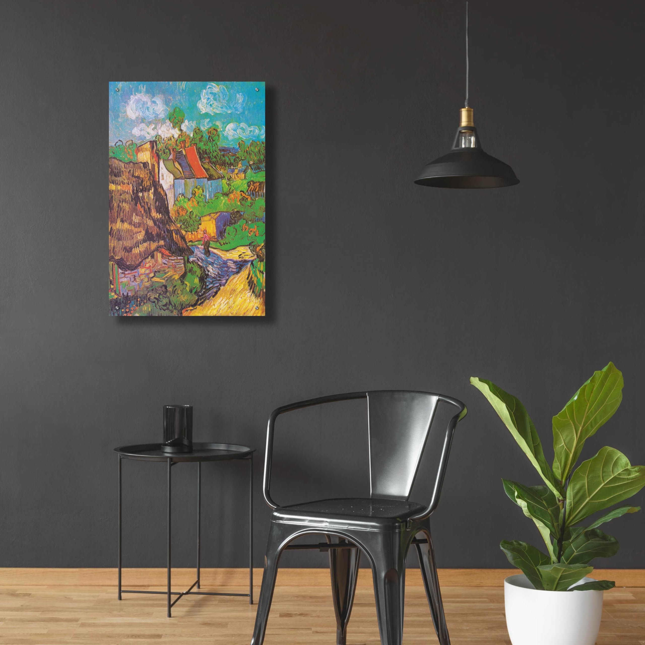 Vincent Van Gogh 'Houses At Auvers' Acrylic Glass Wall Art Print - 24x36 Inches - Modern Home & Office Decor - Perfect for Living Room, Bedroom or Gallery Display