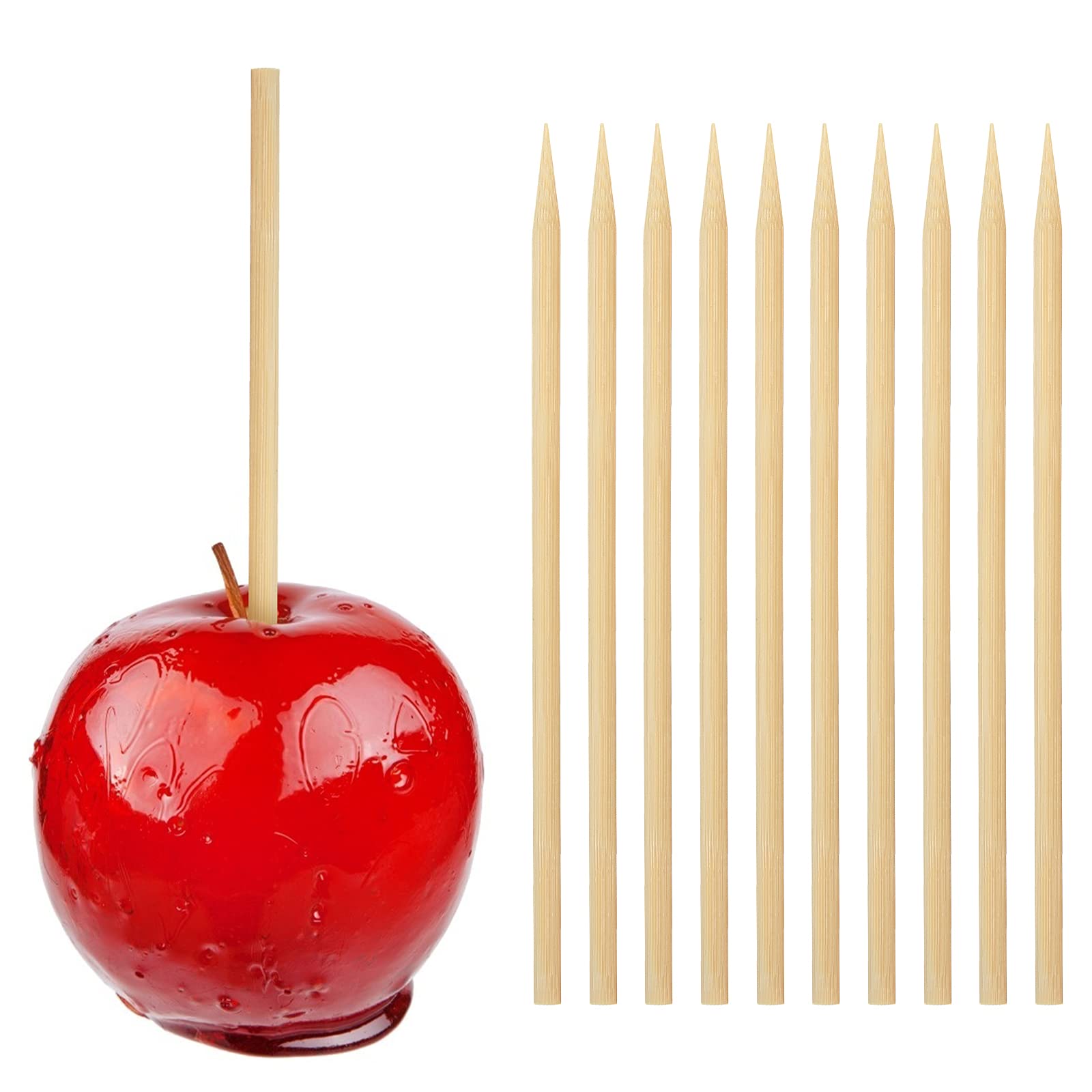 HANSGO 5mm x 7 Inch Birch Wood Candy Apple Sticks - BBQ, Caramel Apples, Cotton Candy, Rock Candy & Lollipop Skewers - Semi Pointed Tips for Corn Dogs, Party Treats & Dessert Making