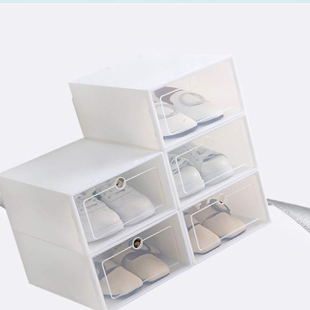 DOITOOL 30-Pack Clear Plastic Shoe Storage Boxes - Stackable Shoe Organizer Bins with Clamshell Lid for Closet, Underbed, Entryway - White Transparent Shoe Containers for Sneakers, Heels & Boots Organization