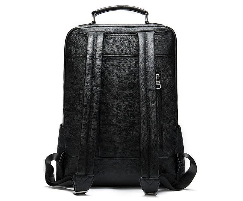Premium Black Leather Laptop Backpack for Men & Women - Stylish Work Commuter Bag, Travel & Business Essentials Organizer - Perfect for Office, College & Daily Use