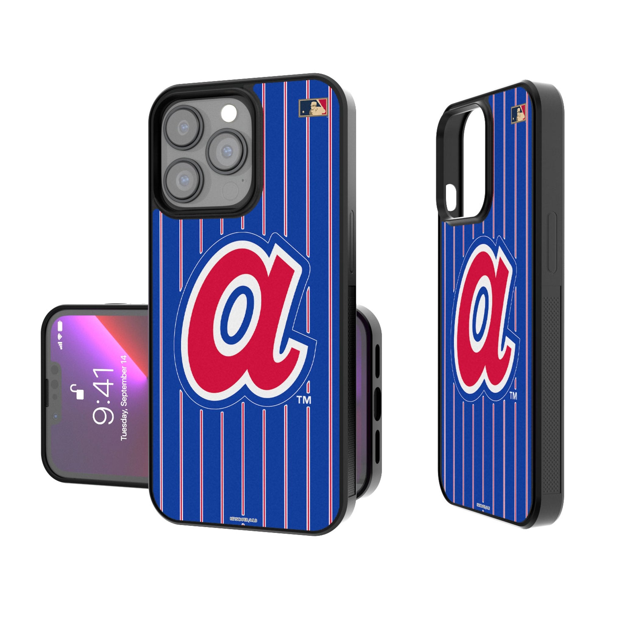 Atlanta Braves 1972-1980 Cooperstown Collection Pinstripe Bump Phone Case - Compatible with iPhone & Samsung - Vintage Baseball Fan Gift for Home & Office Use